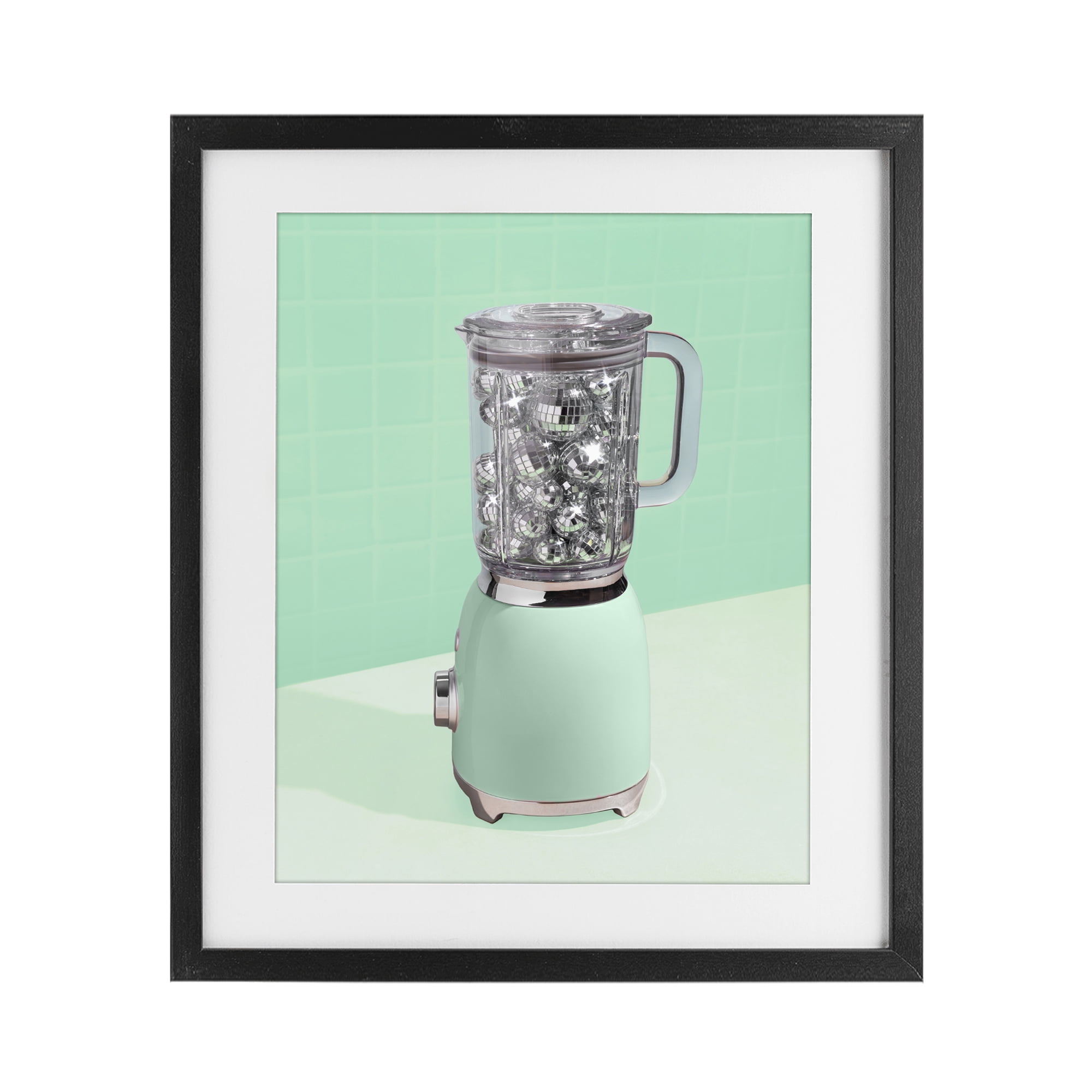 Stupell Industries Disco Drink Blender over Green Black Framed Print Under Glass, design by LISH Creative