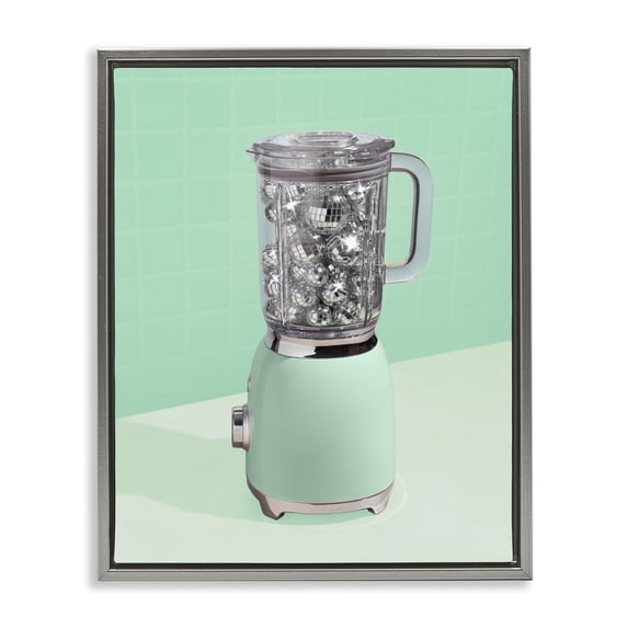 Stupell Industries Contemporary Disco Drink Blender over Green Gray Floating Frame Canvas Art, 25 x 31, by LISH Creative