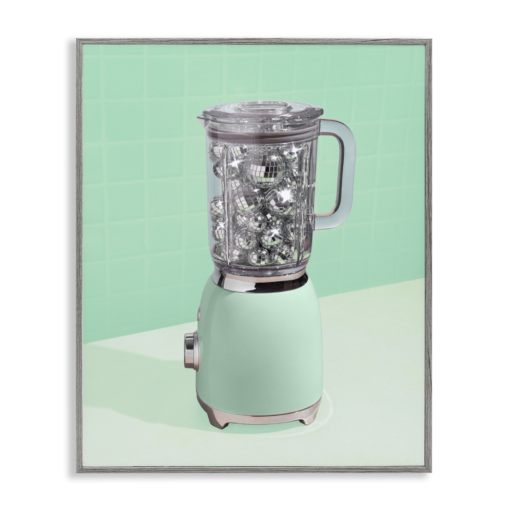 Stupell Industries Disco Drink Blender over Green Gray Framed Giclee Art, design by LISH Creative