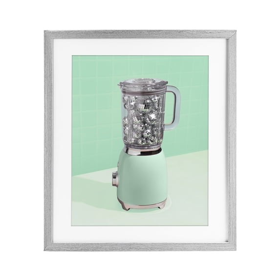 Stupell Industries Contemporary Disco Drink Blender over Green Gray Framed Print Under Glass, 13 x 16, by LISH Creative