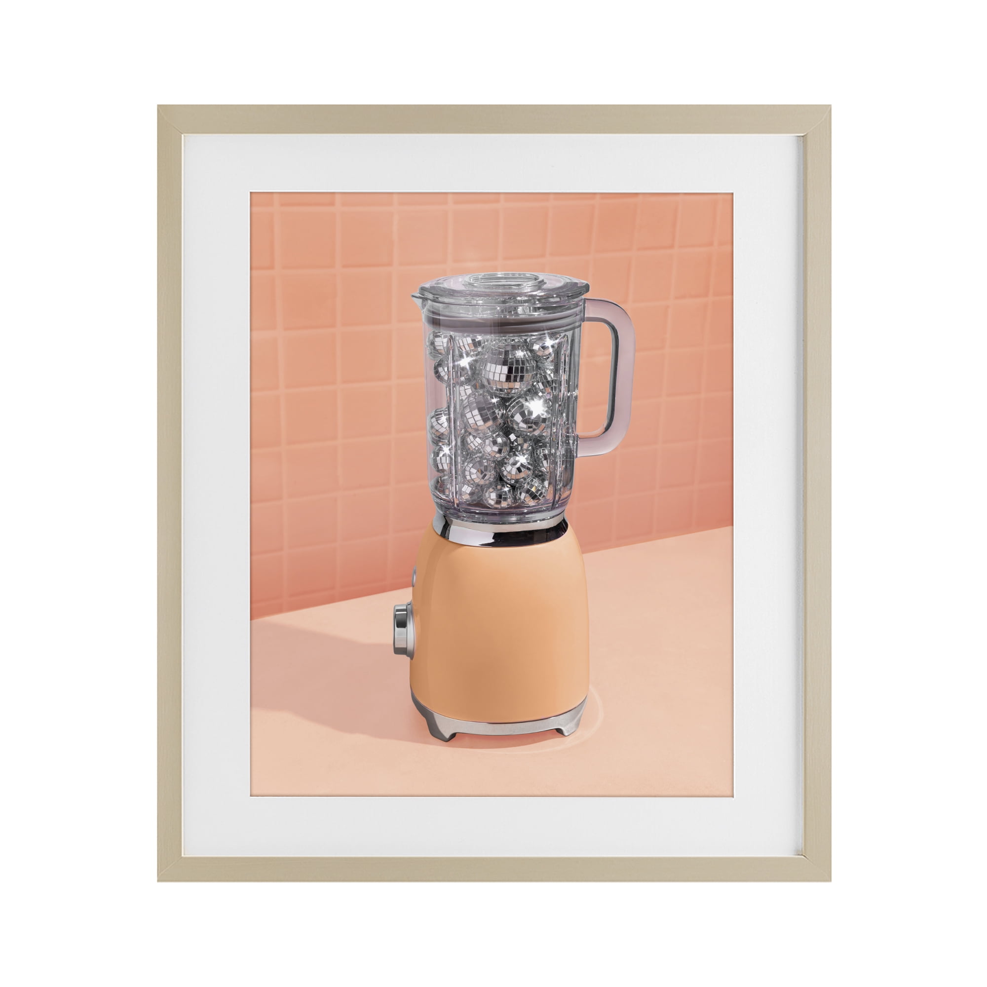 Stupell Industries Disco Drink Blender over Orange Birch Framed Print Under Glass, design by LISH Creative