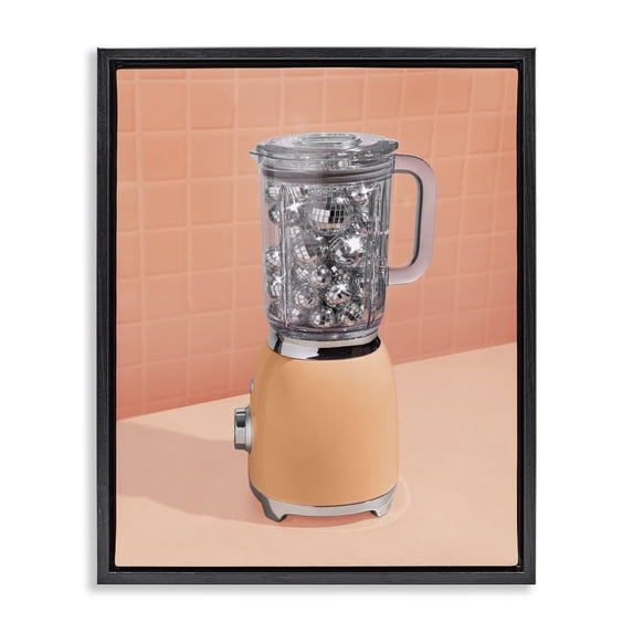 Stupell Industries Contemporary Disco Drink Blender over Orange Black Floating Frame Canvas Art, 25 x 31, by LISH Creative