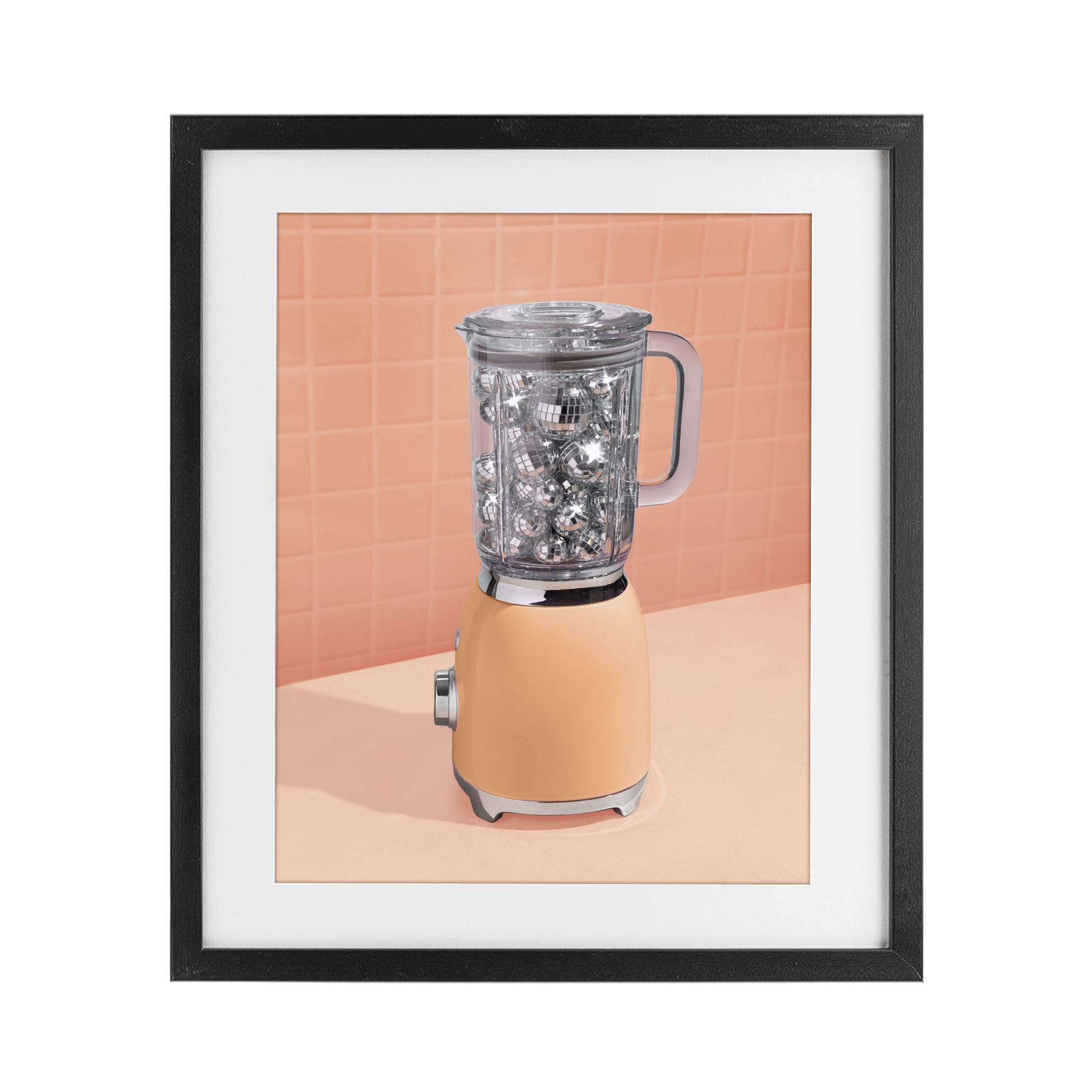 Stupell Industries Disco Drink Blender over Orange Black Framed Print Under Glass, design by LISH Creative