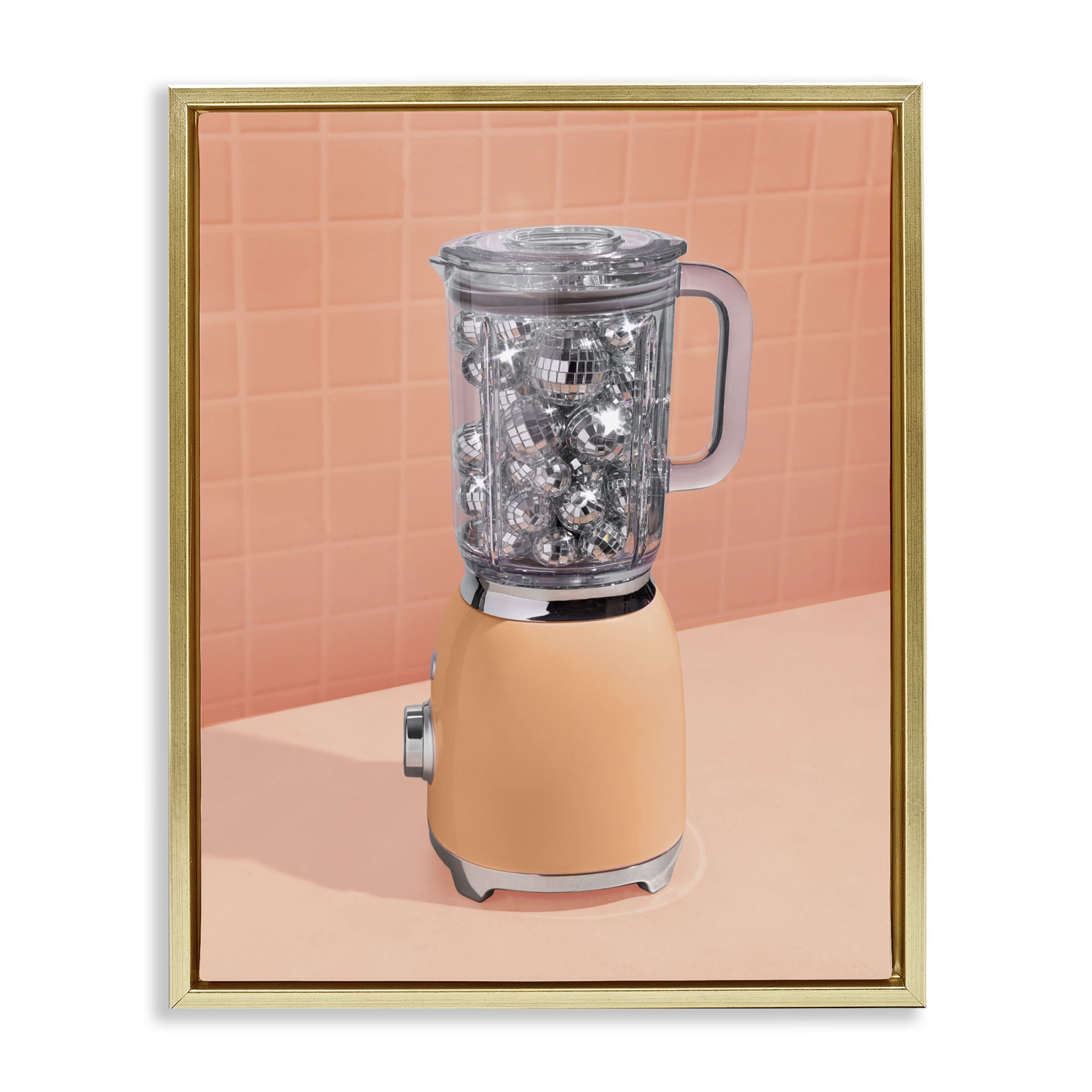 Stupell Industries Disco Drink Blender over Orange Gold Framed Floater Canvas Wall Art, design by LISH Creative