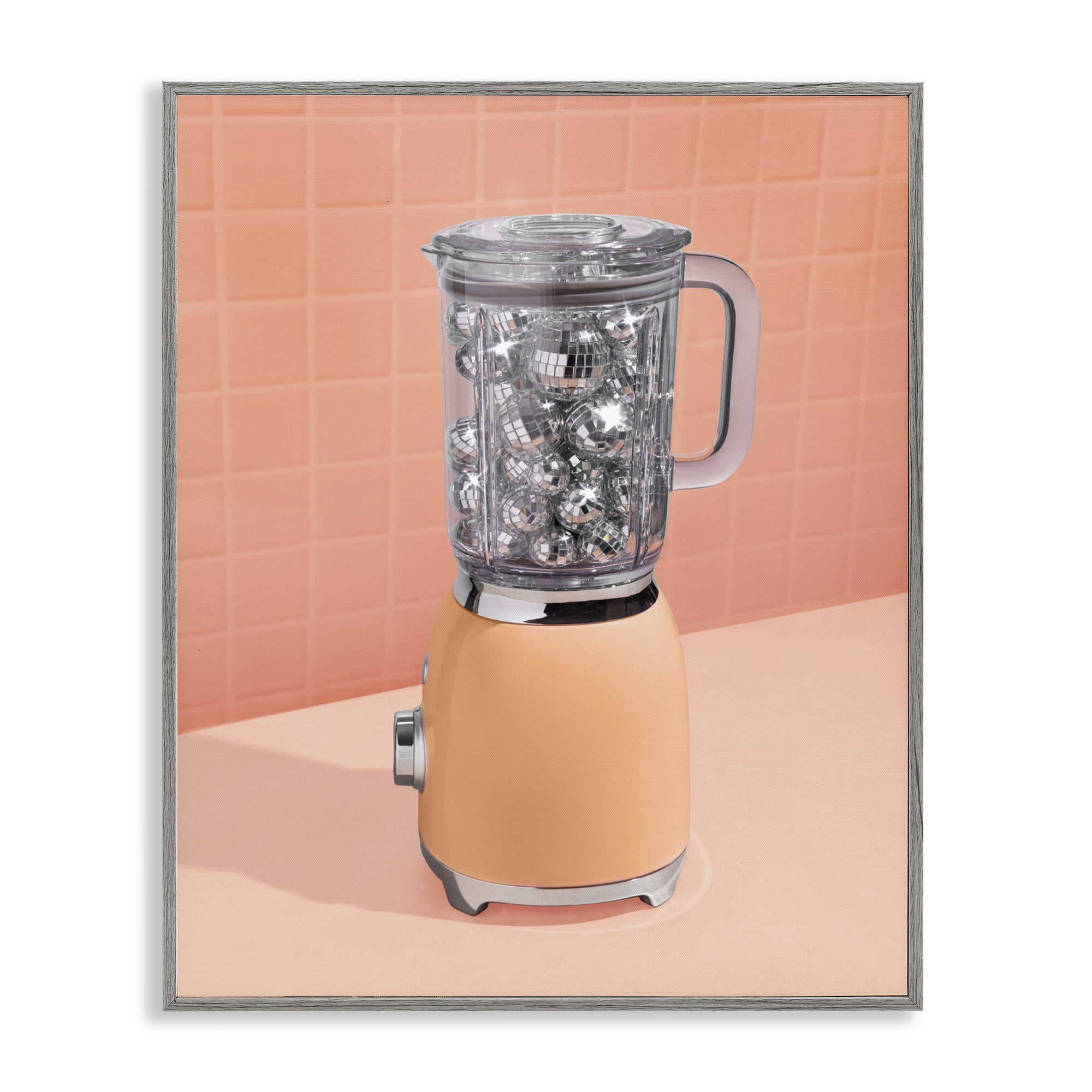 Stupell Industries Disco Drink Blender over Orange Gray Framed Giclee Art, design by LISH Creative