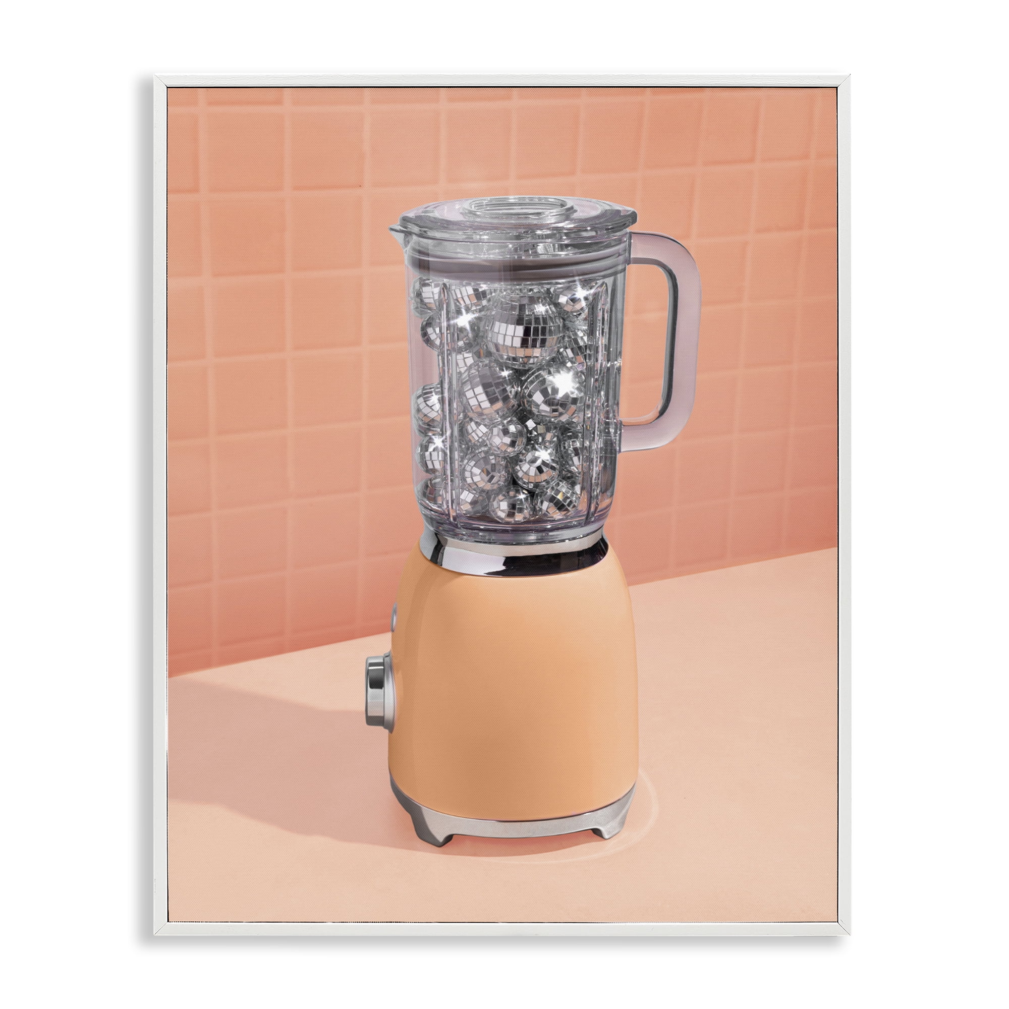 Stupell Industries Disco Drink Blender over Orange White Framed Giclee Art, design by LISH Creative