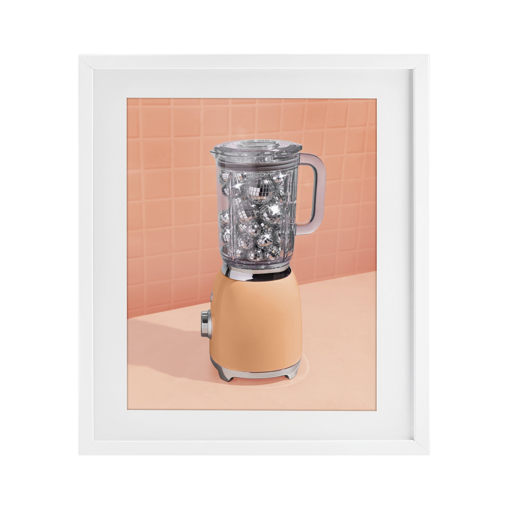 Stupell Industries Disco Drink Blender over Orange White Framed Print Under Glass, design by LISH Creative