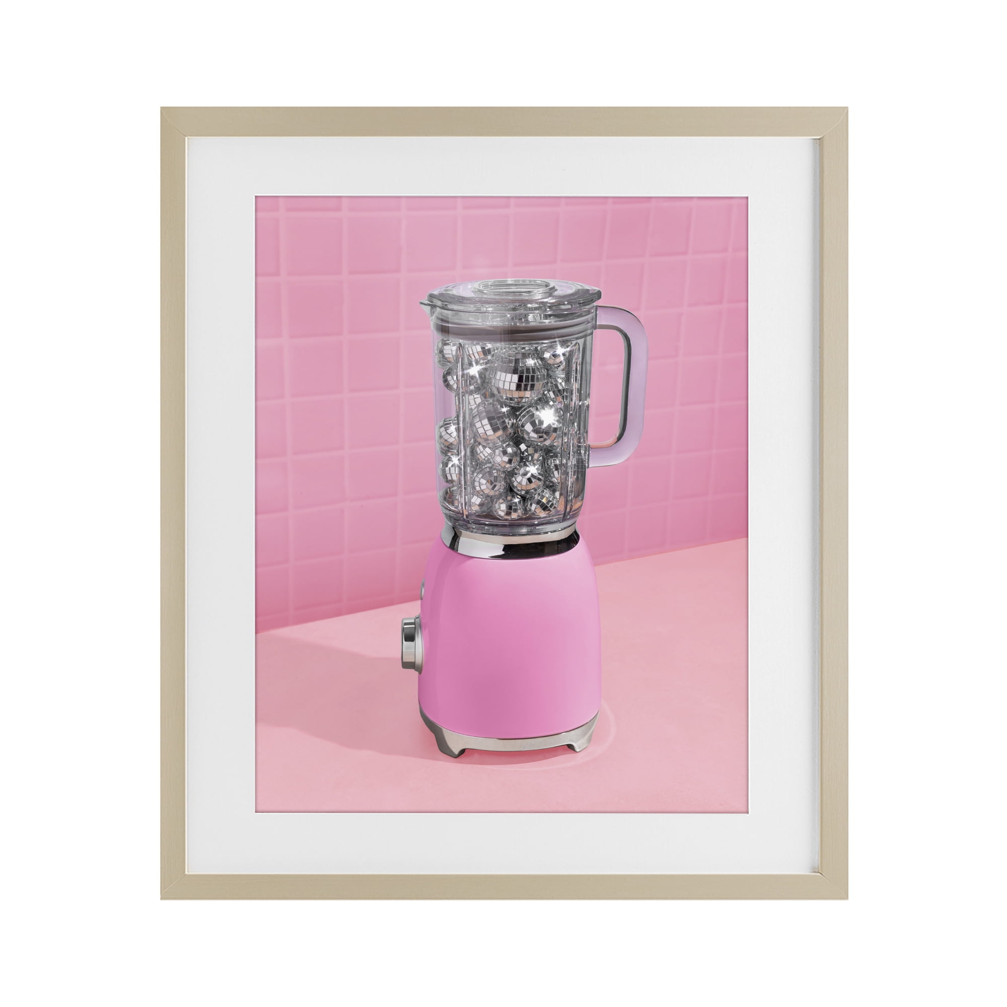 Stupell Industries Disco Drink Blender over Pink Birch Framed Print Under Glass, design by LISH Creative