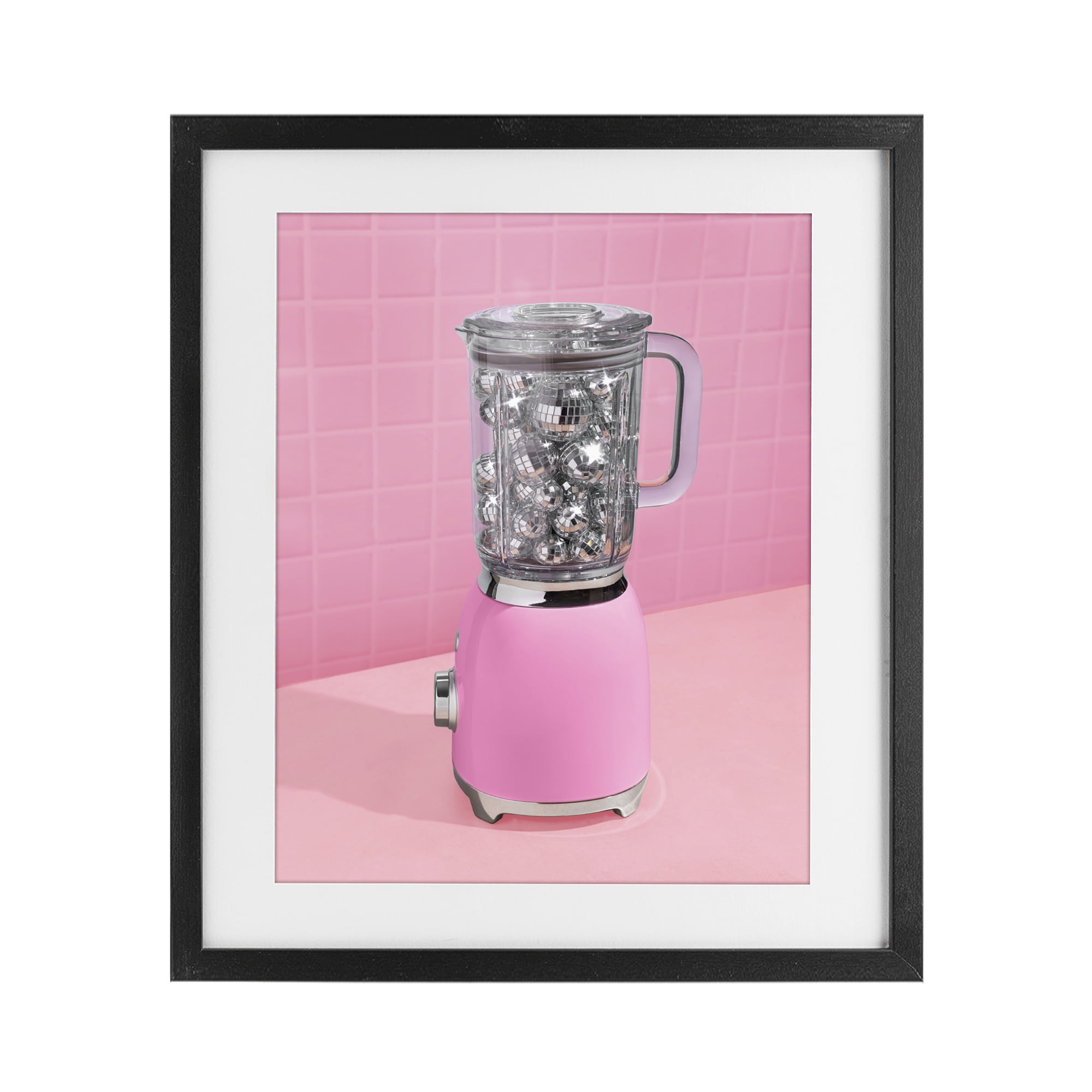Stupell Industries Disco Drink Blender over Pink Black Framed Print Under Glass, design by LISH Creative