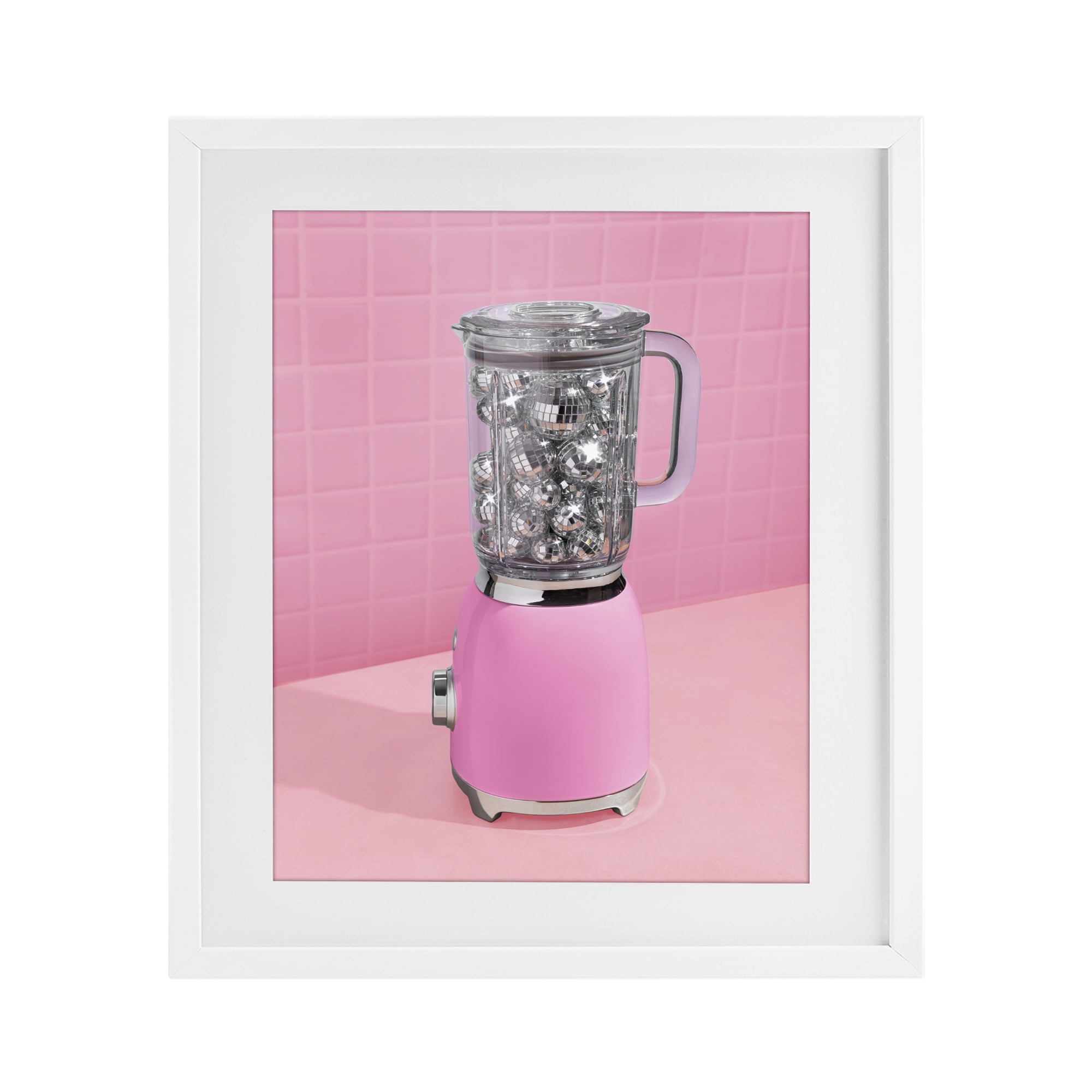 Stupell Industries Disco Drink Blender over Pink White Framed Print Under Glass, design by LISH Creative