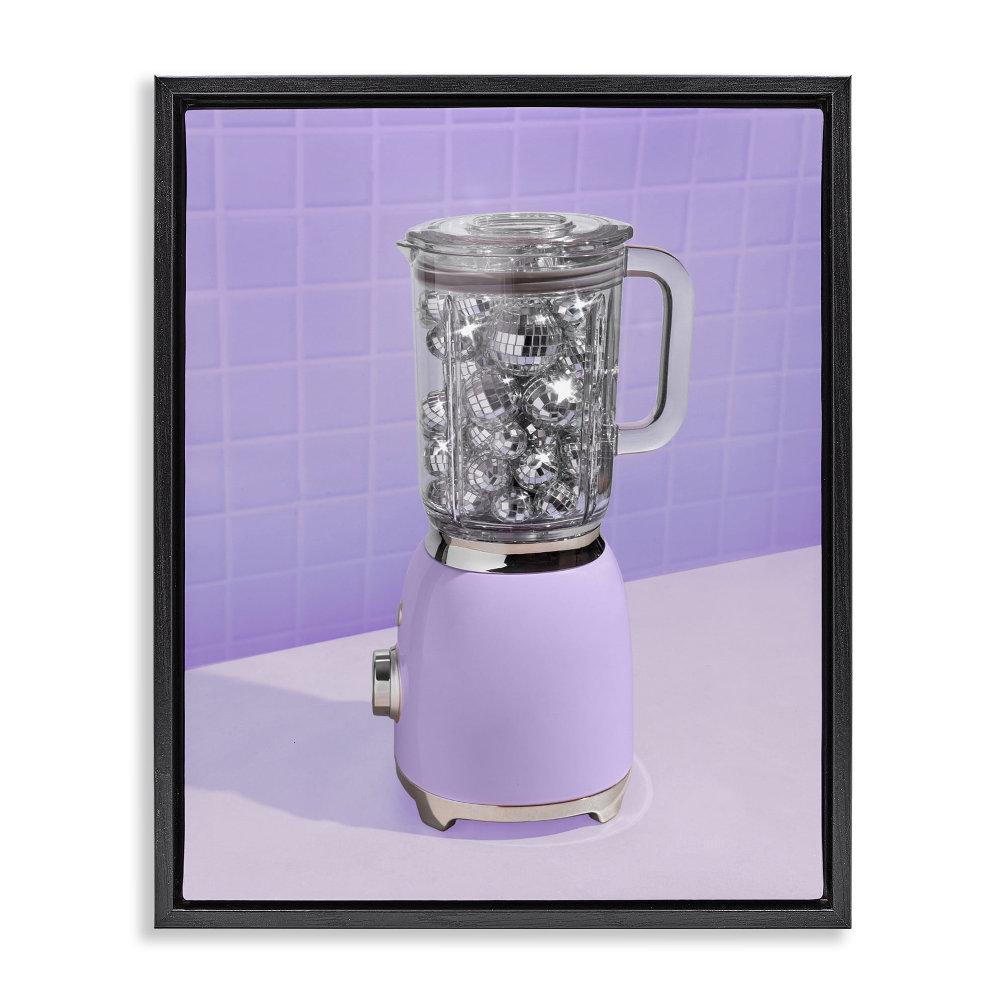 Stupell Industries Disco Drink Blender over Purple Black Framed Floater Canvas Wall Art, design by LISH Creative