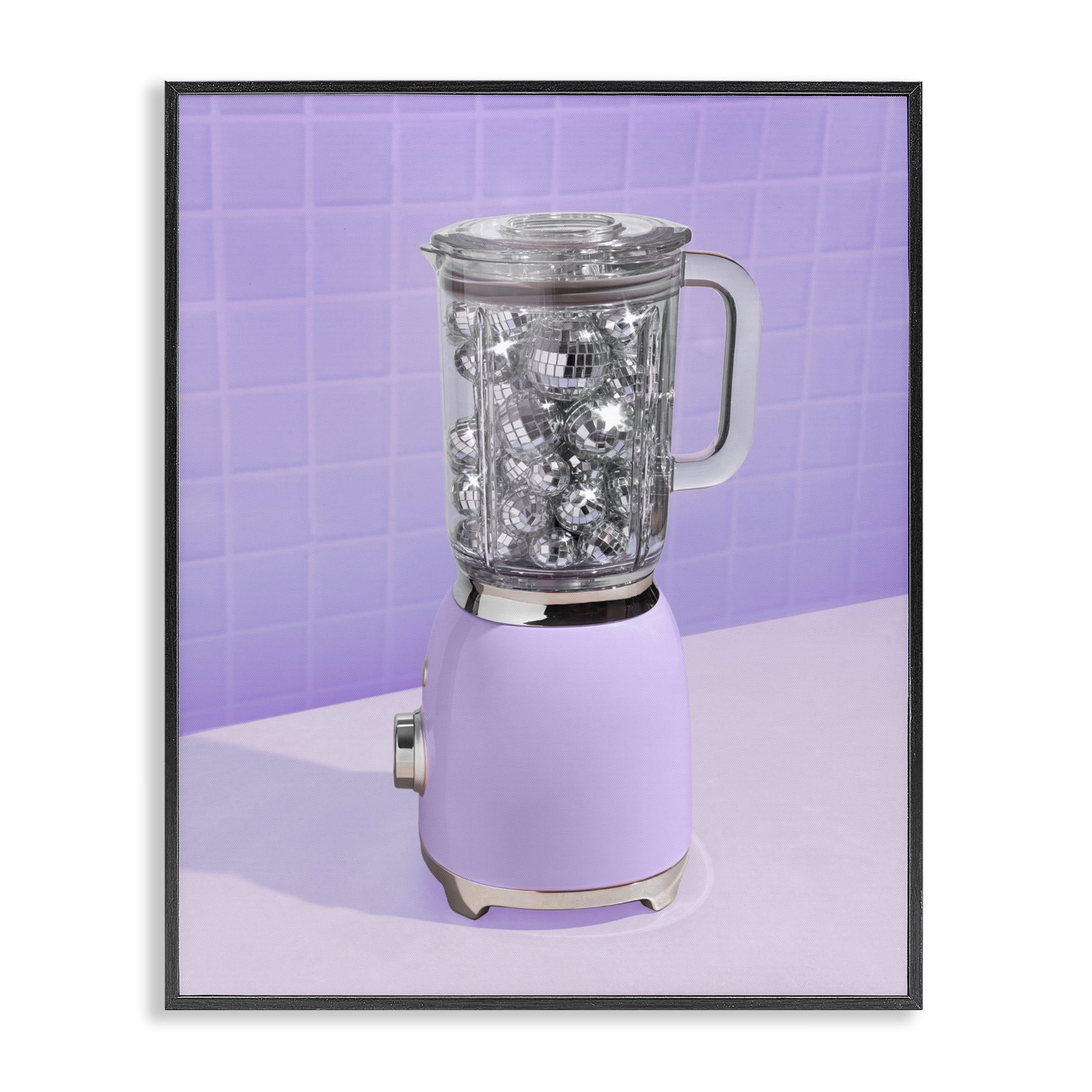 Stupell Industries Disco Drink Blender over Purple Black Framed Giclee Art, design by LISH Creative