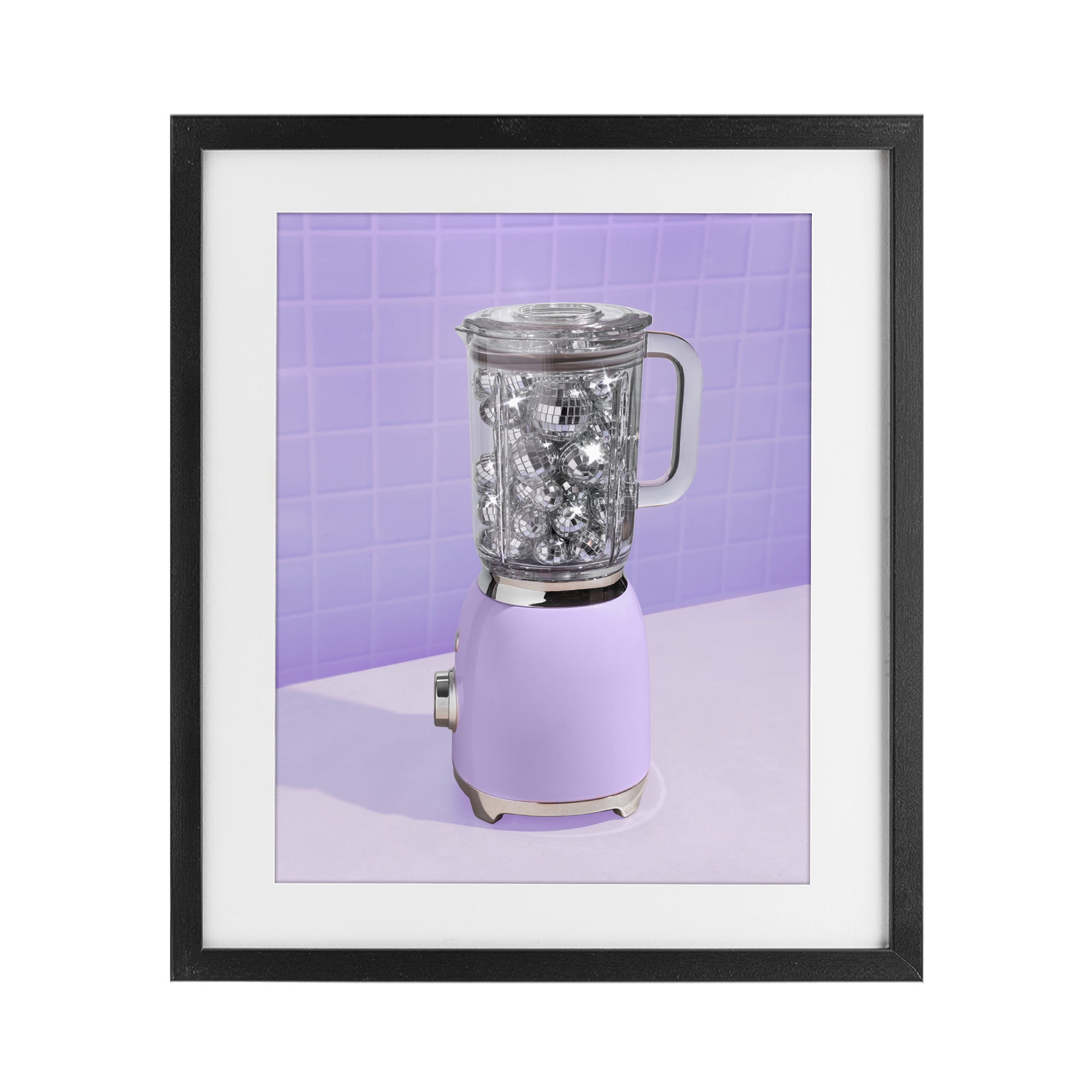 Stupell Industries Disco Drink Blender over Purple Black Framed Print Under Glass, design by LISH Creative