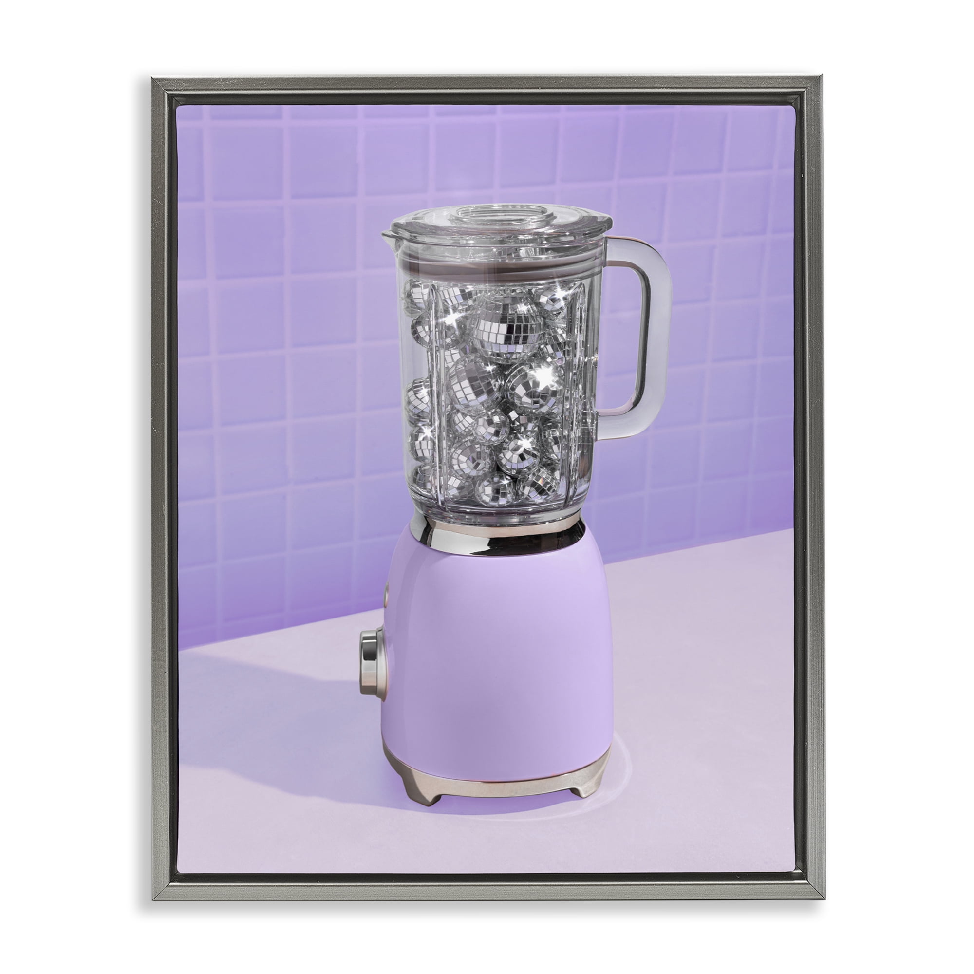 Stupell Industries Disco Drink Blender over Purple Gray Framed Floater Canvas Wall Art, design by LISH Creative