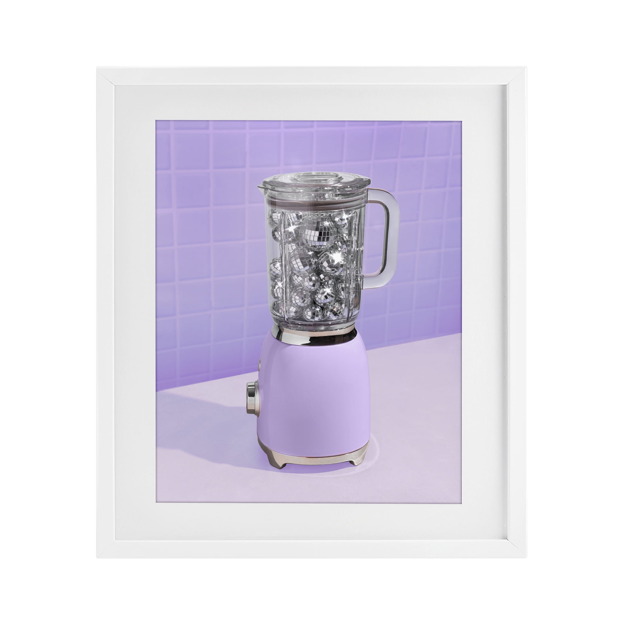 Stupell Industries Disco Drink Blender over Purple White Framed Print Under Glass, design by LISH Creative
