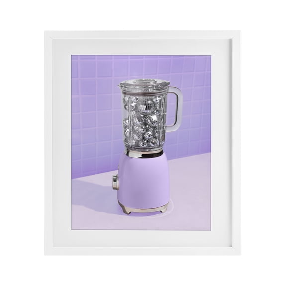 Stupell Industries Modern Disco Drink Blender over Purple White Framed Print Under Glass, 13 x 16, by LISH Creative