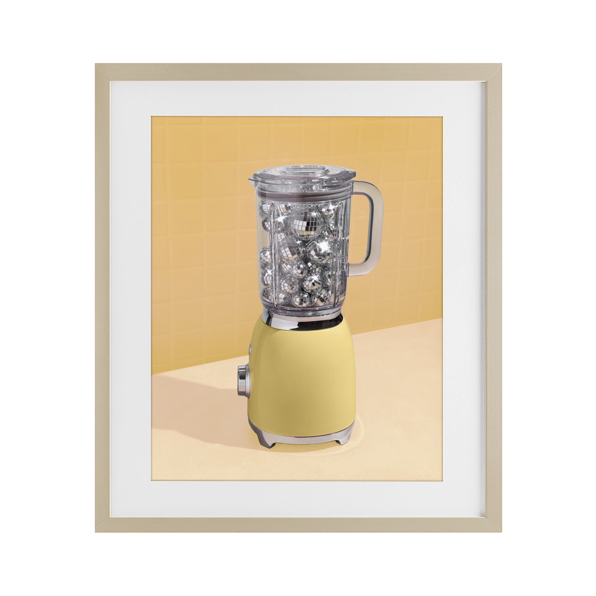 Stupell Industries Disco Drink Blender over Yellow Birch Framed Print Under Glass, design by LISH Creative