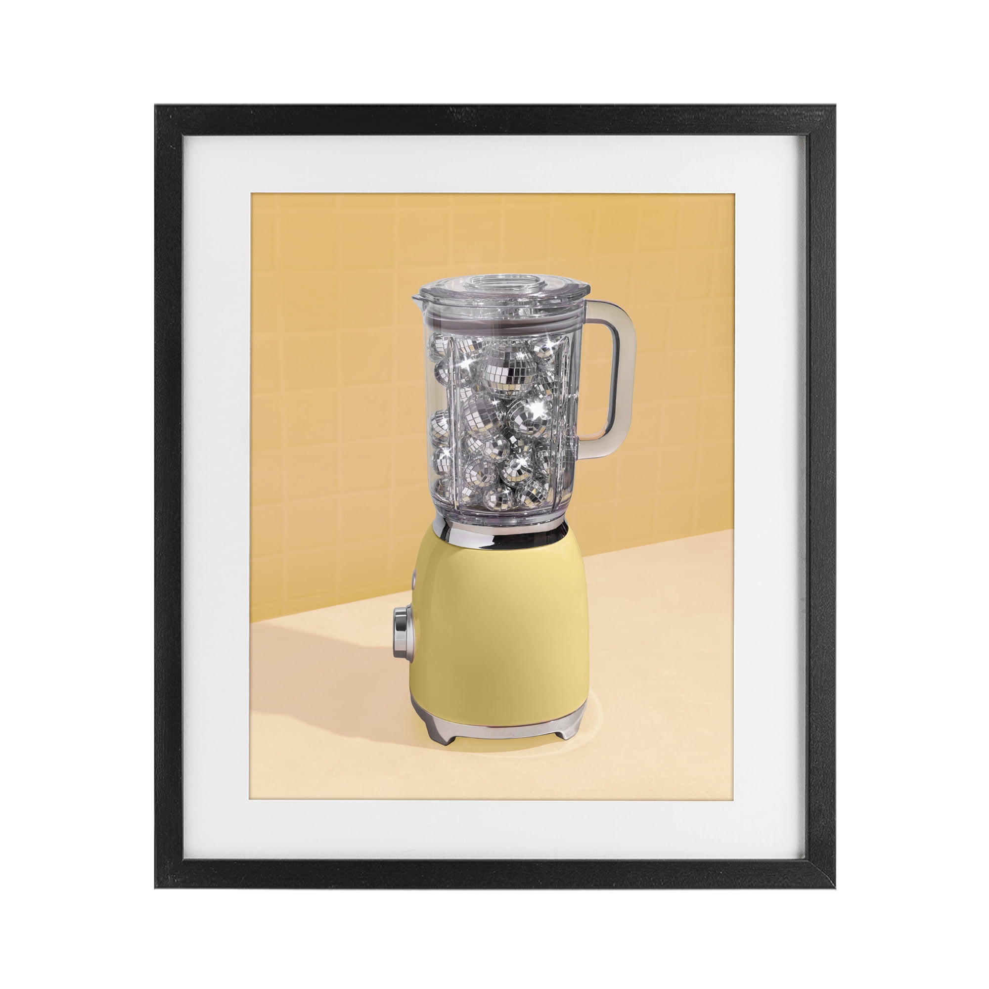 Stupell Industries Disco Drink Blender over Yellow Black Framed Print Under Glass, design by LISH Creative
