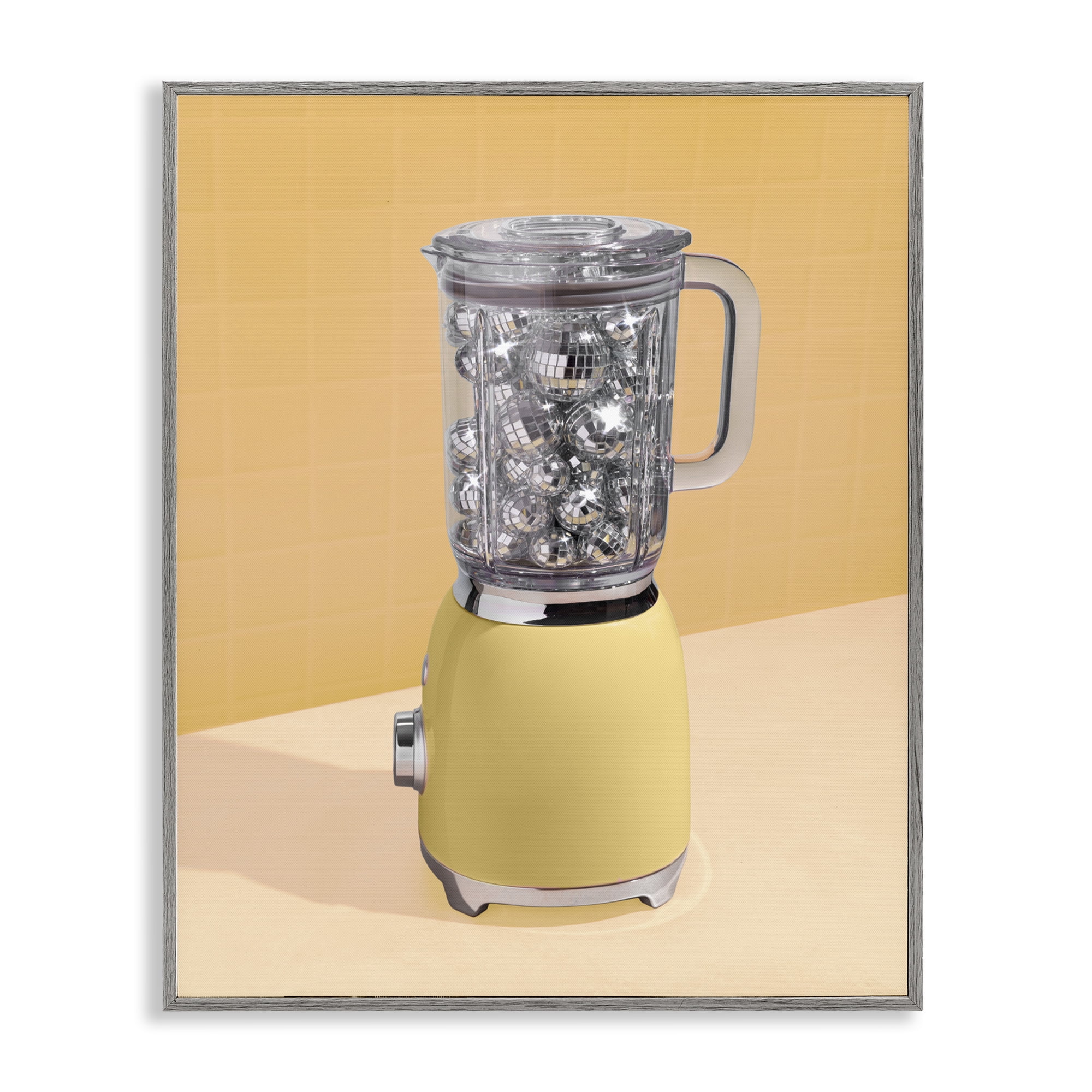 Stupell Industries Disco Drink Blender over Yellow Gray Framed Giclee Art, design by LISH Creative