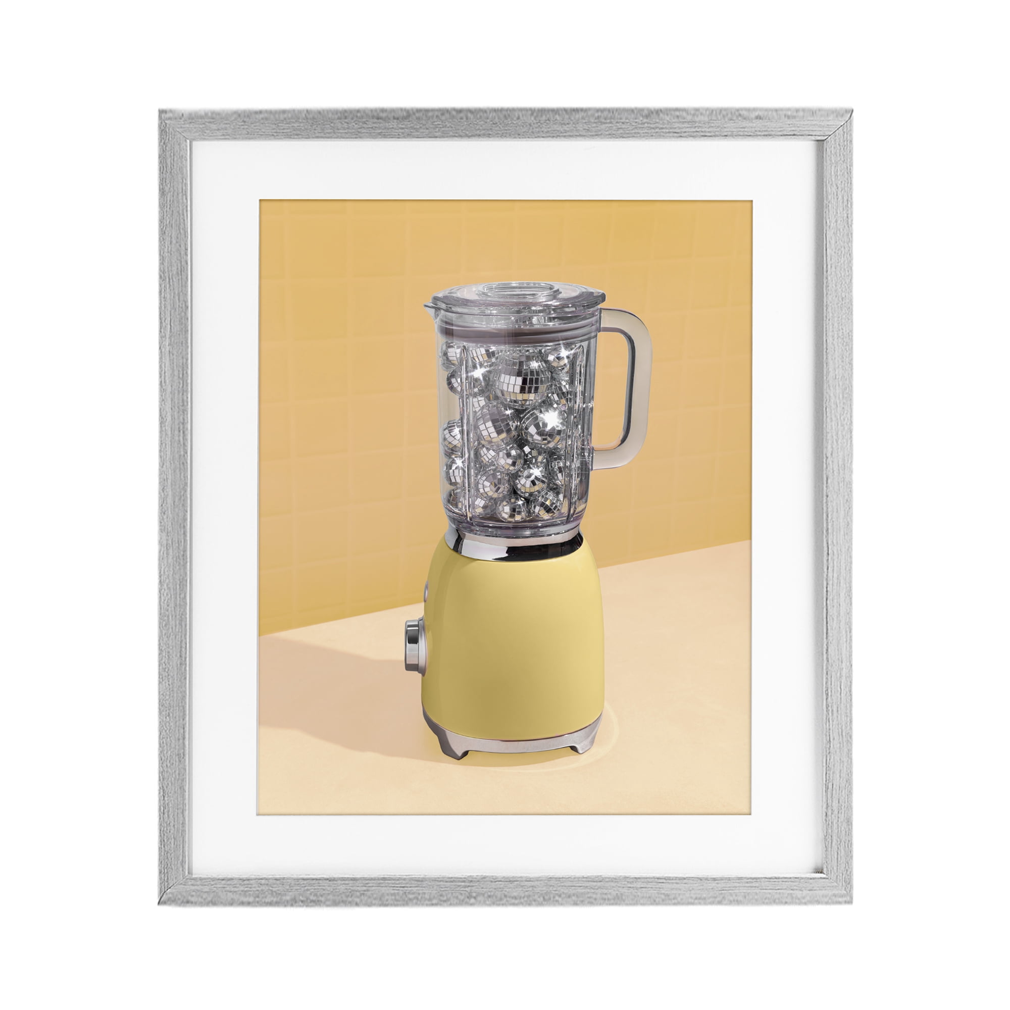 Stupell Industries Disco Drink Blender over Yellow Gray Framed Print Under Glass, design by LISH Creative