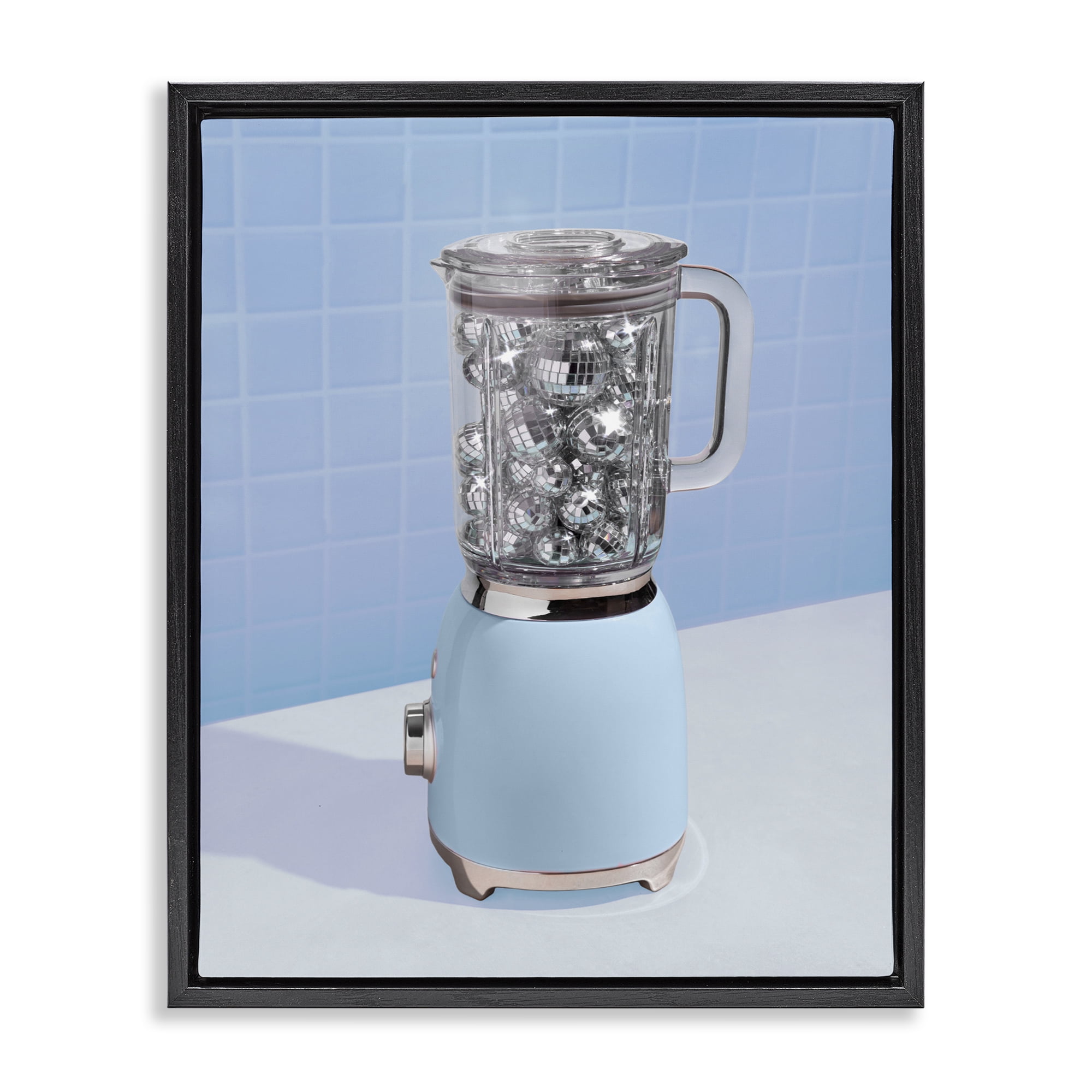 Stupell Industries Disco Drink Mixer over Blue Black Framed Floater Canvas Wall Art, design by LISH Creative