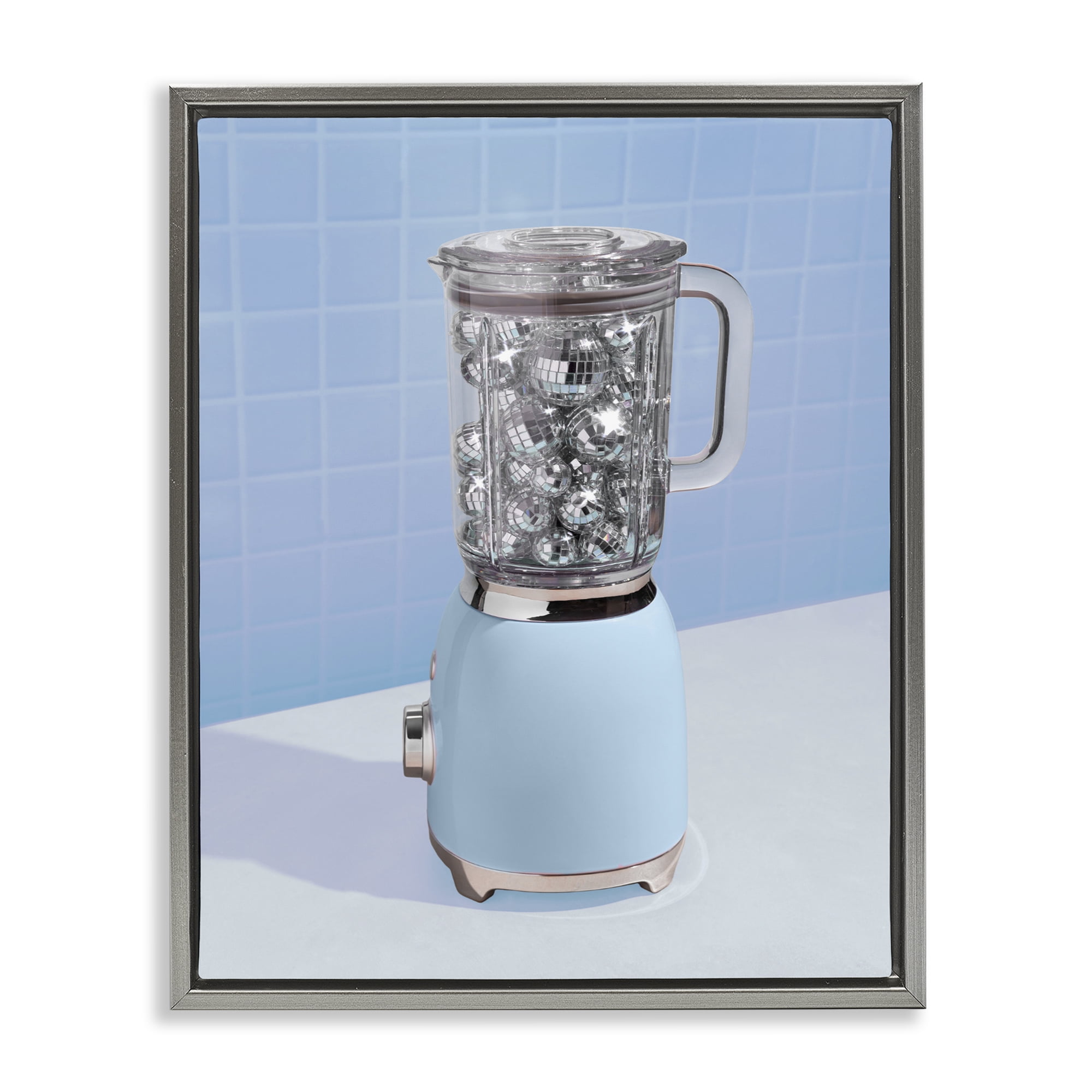 Stupell Industries Disco Drink Mixer over Blue Gray Framed Floater Canvas Wall Art, design by LISH Creative