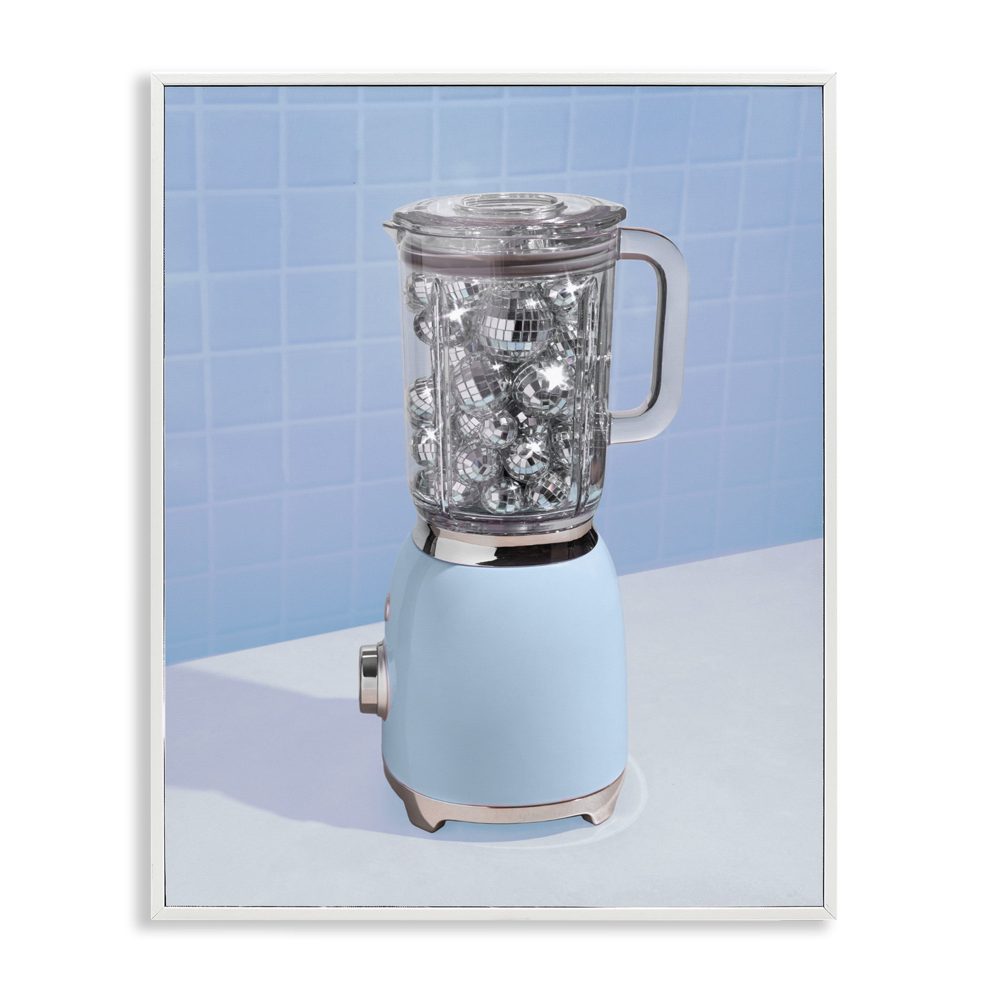 Stupell Industries Disco Drink Mixer over Blue White Framed Giclee Art, design by LISH Creative