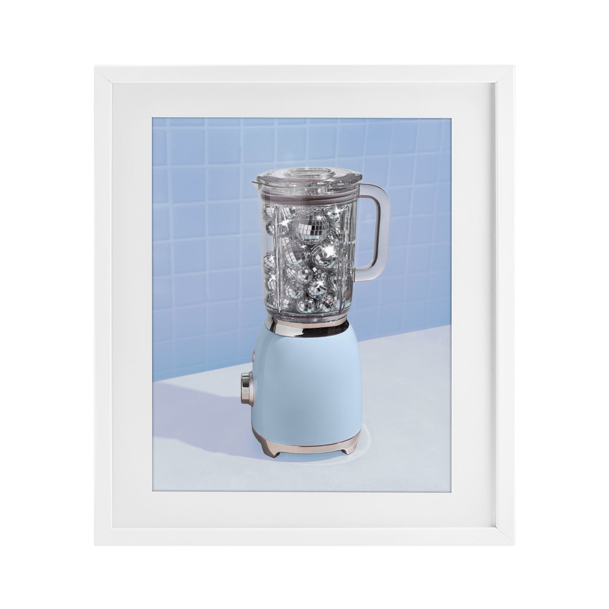 Stupell Industries Disco Drink Mixer over Blue White Framed Print Under Glass, design by LISH Creative