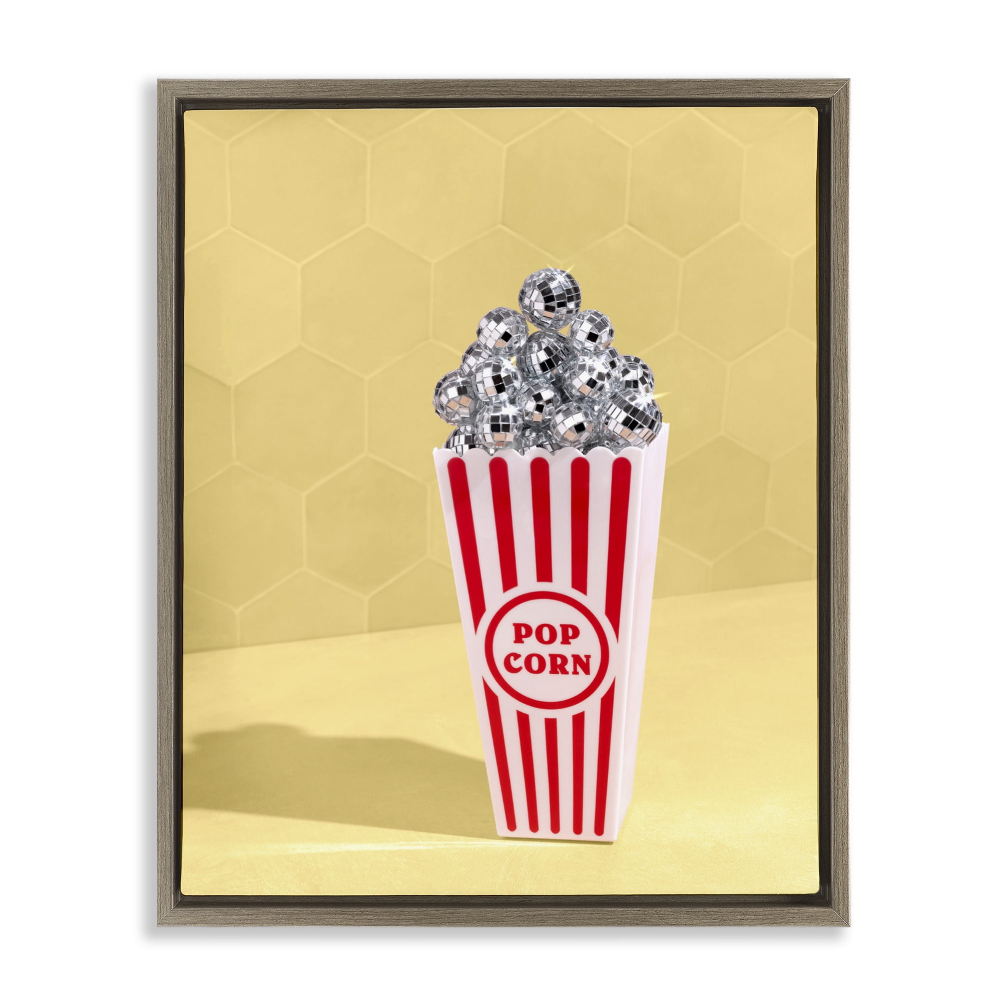 Stupell Industries Disco Filled Popcorn Brown Framed Floater Canvas Wall Art, design by LISH Creative