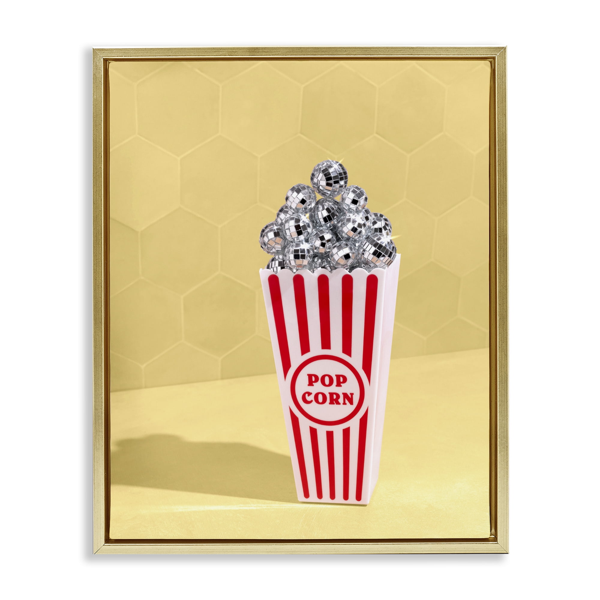 Stupell Industries Disco Filled Popcorn Gold Framed Floater Canvas Wall Art, design by LISH Creative
