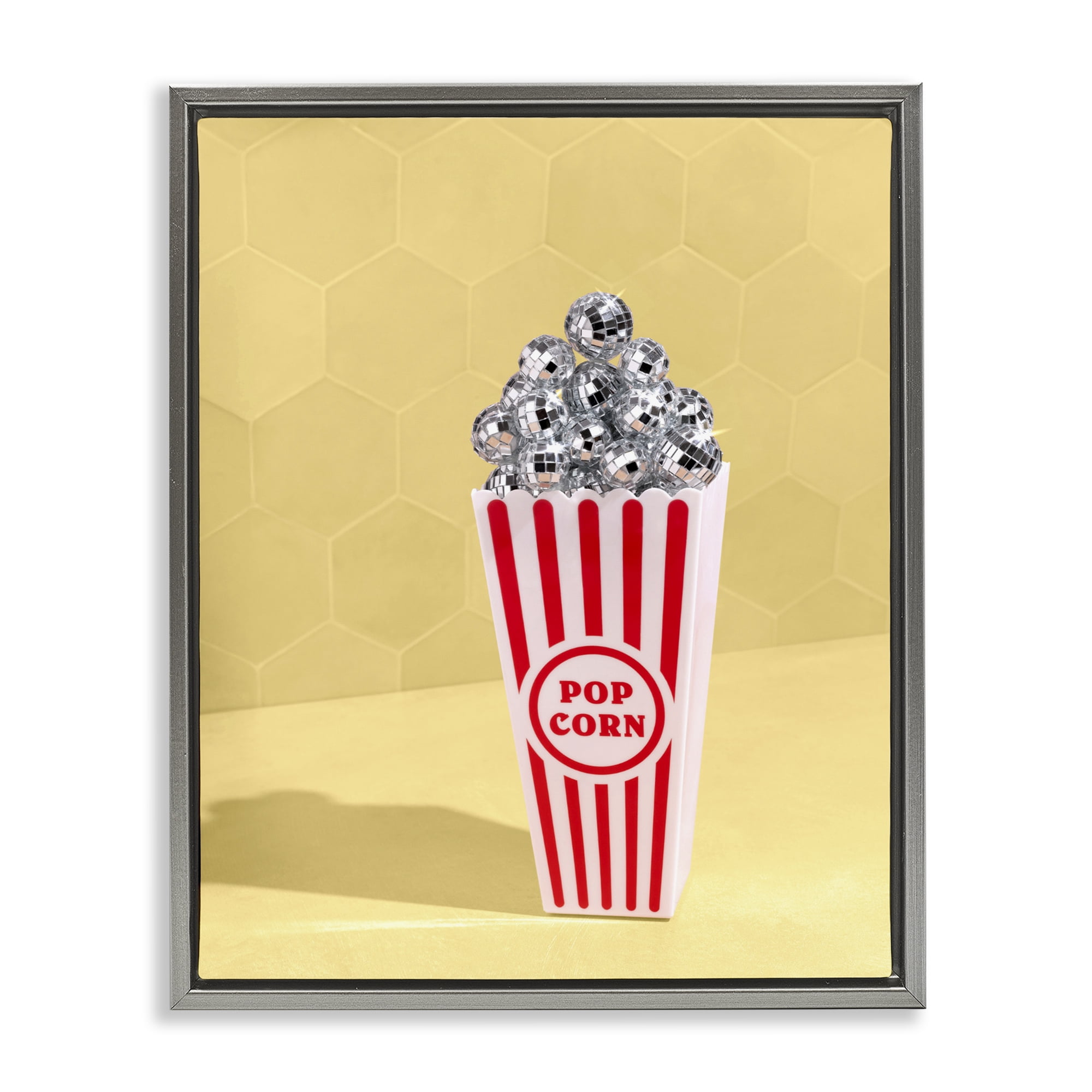 Stupell Industries Disco Filled Popcorn Gray Framed Floater Canvas Wall Art, design by LISH Creative