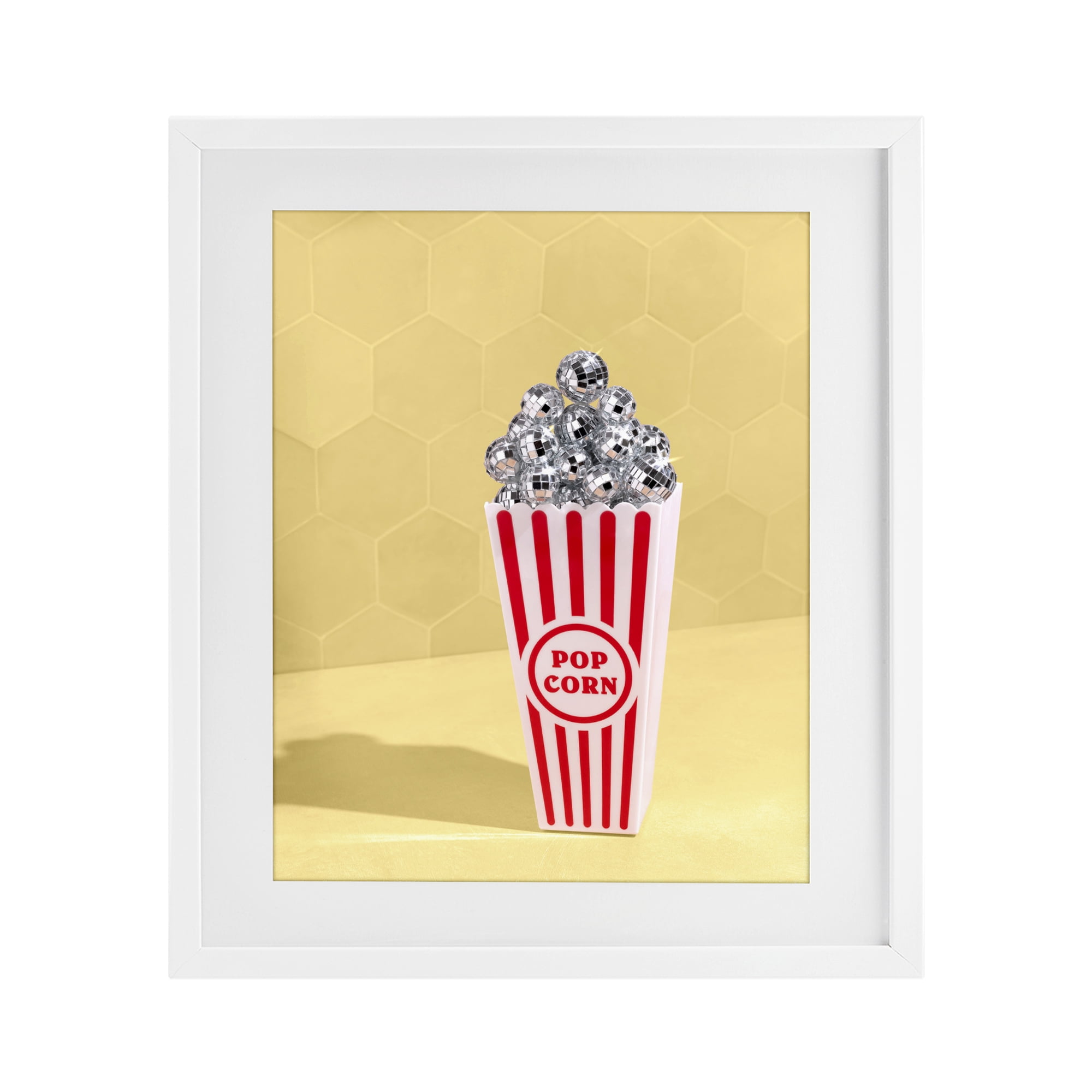 Stupell Industries Disco Filled Popcorn White Framed Print Under Glass, design by LISH Creative
