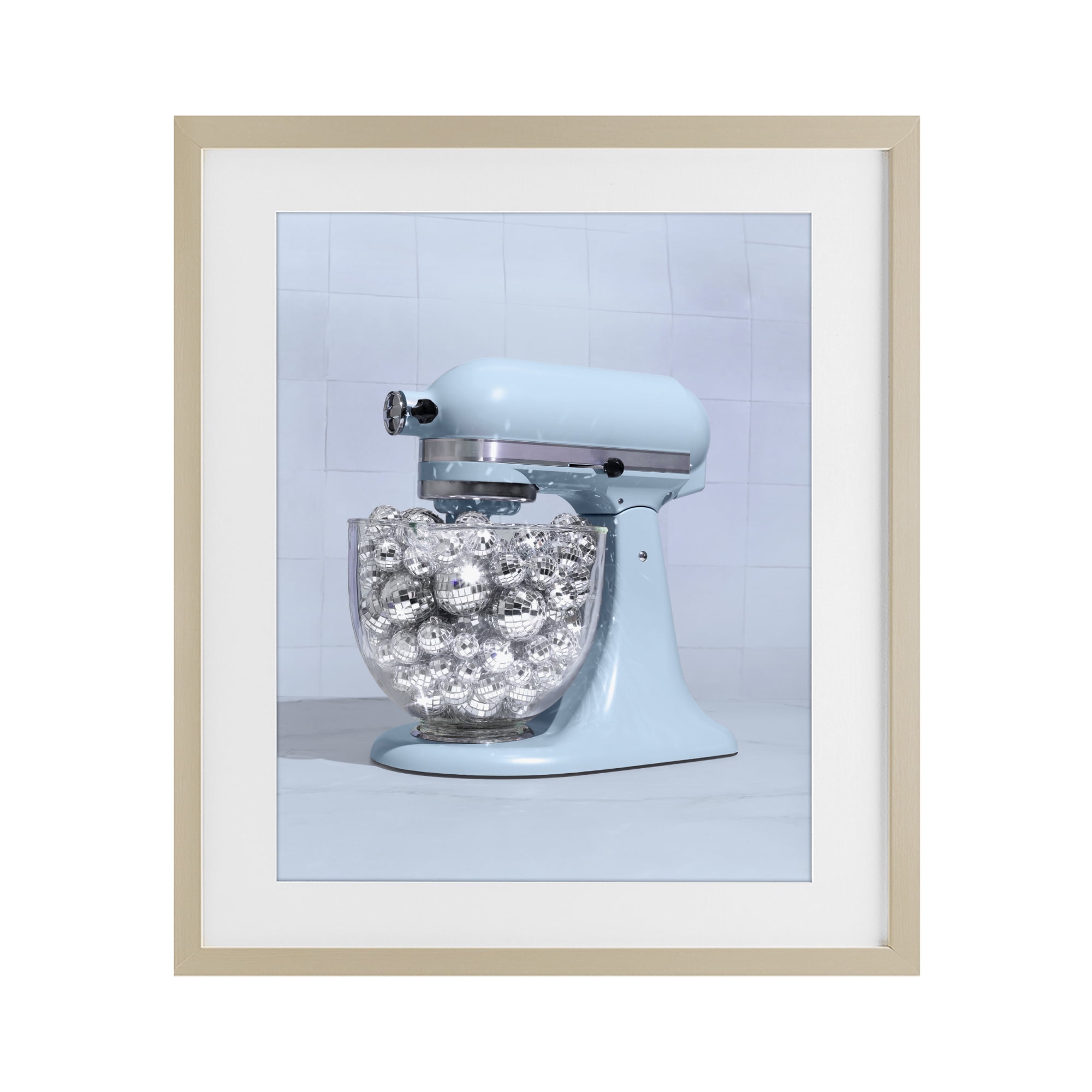 Stupell Industries Disco Kitchen Mixer over Blue Birch Framed Print Under Glass, design by LISH Creative
