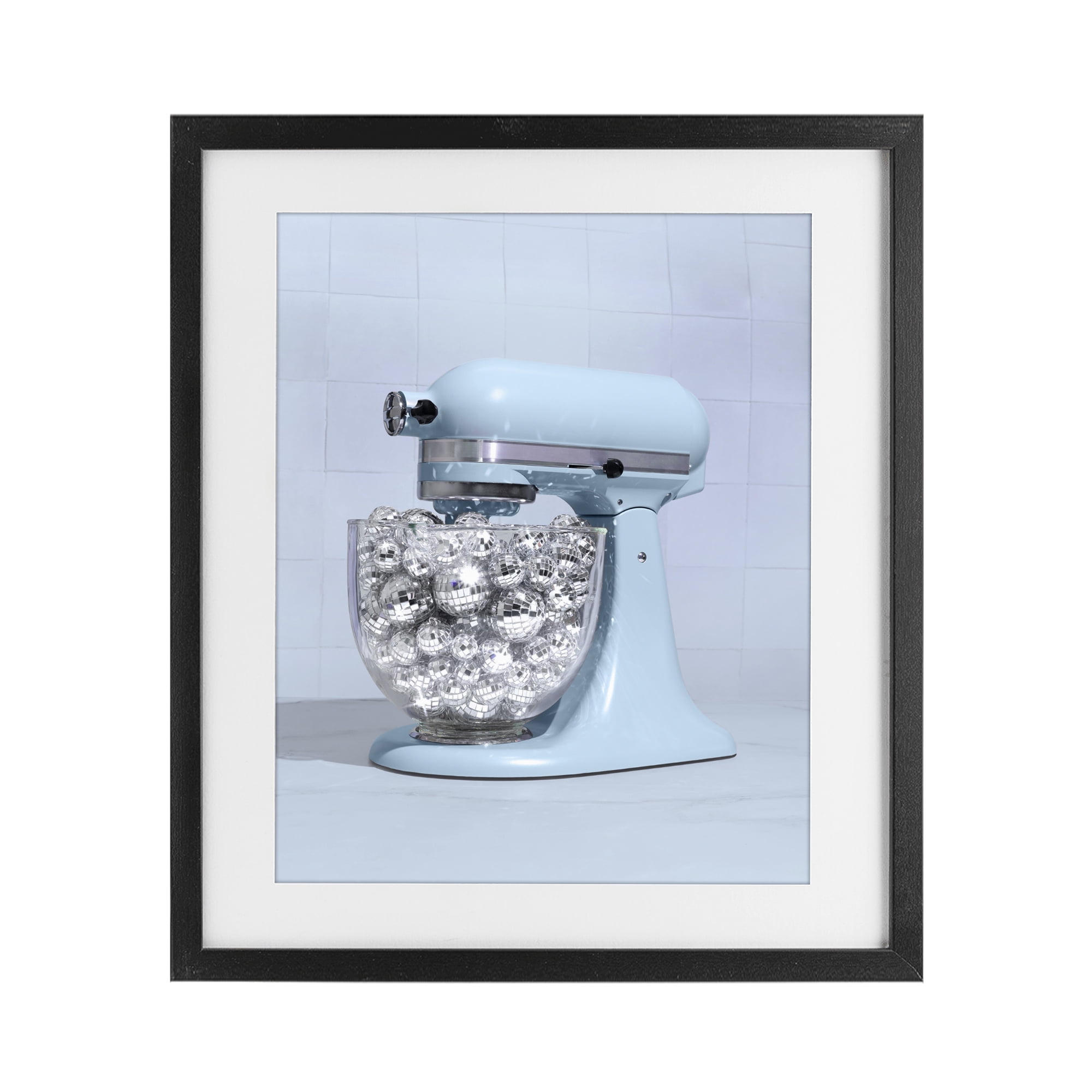 Stupell Industries Disco Kitchen Mixer over Blue Black Framed Print Under Glass, design by LISH Creative