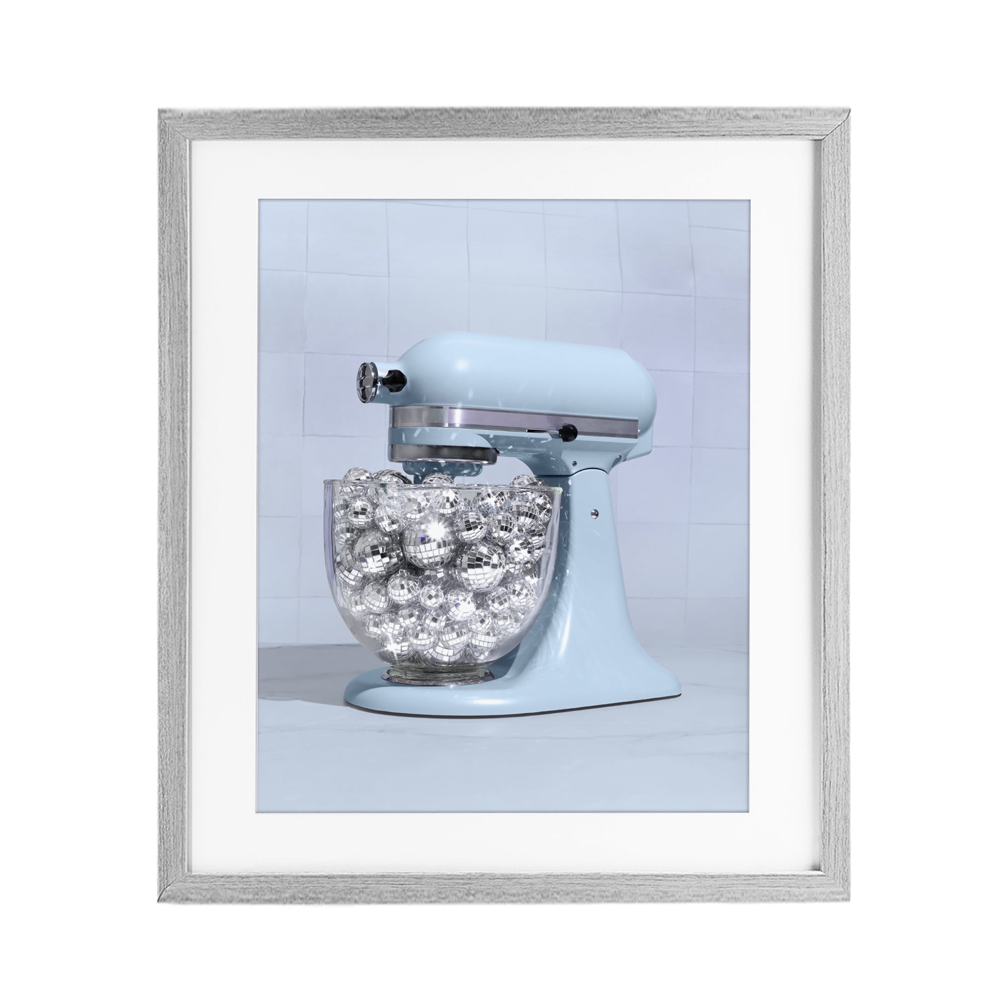Stupell Industries Disco Kitchen Mixer over Blue Gray Framed Print Under Glass, design by LISH Creative