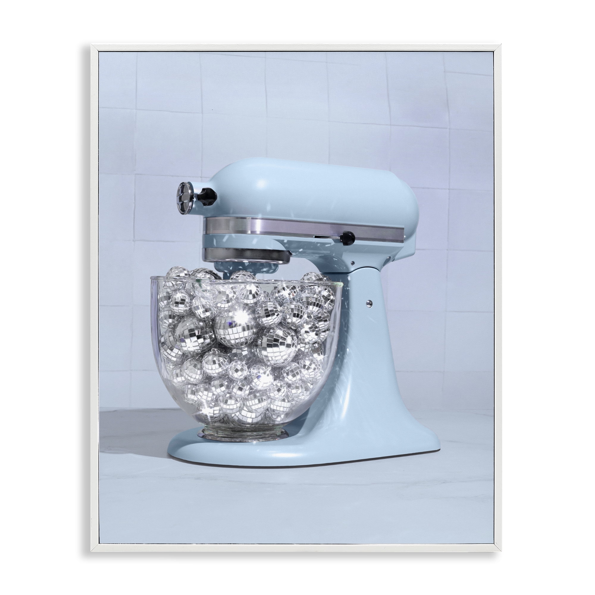 Stupell Industries Disco Kitchen Mixer over Blue White Framed Giclee Art, design by LISH Creative