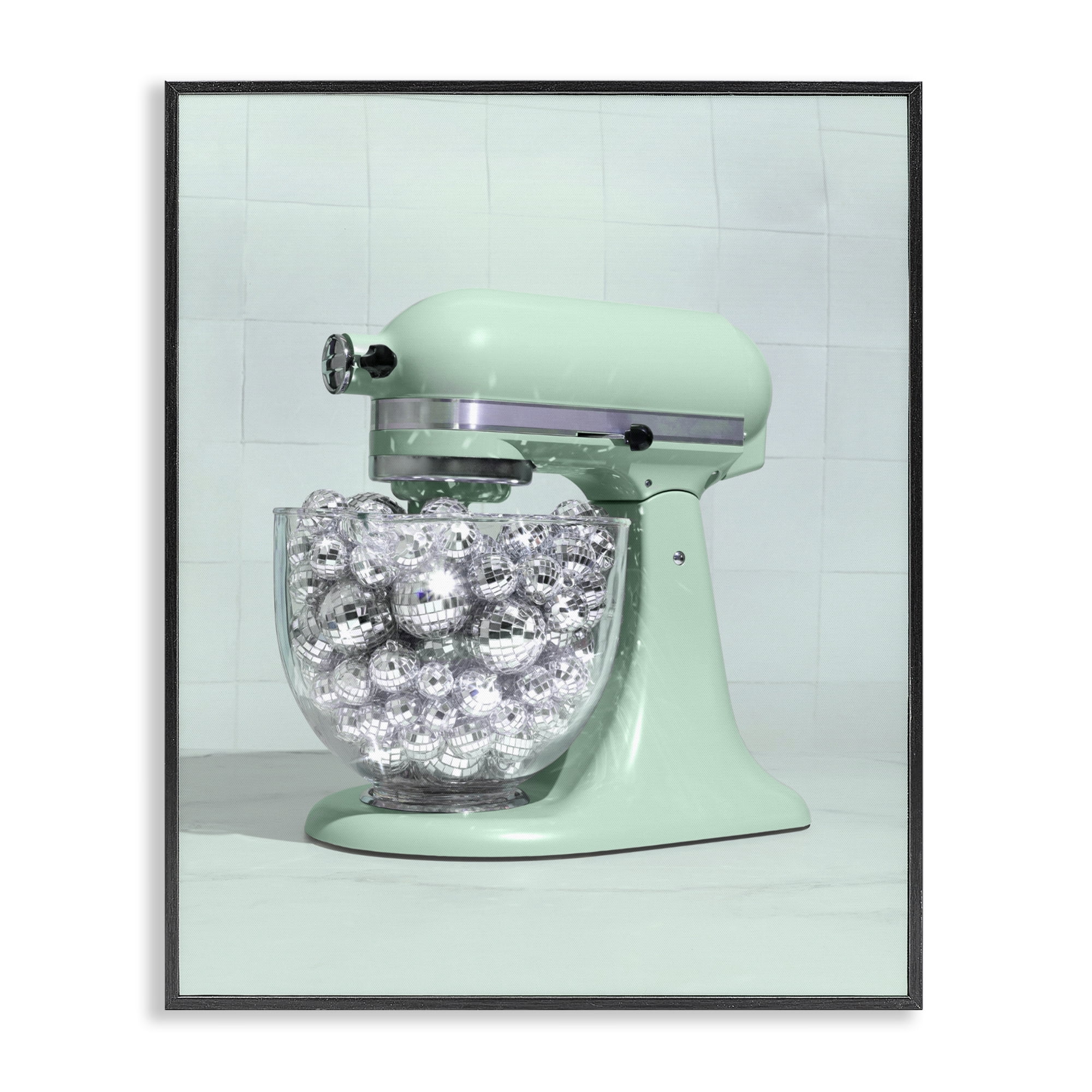 Stupell Industries Disco Kitchen Mixer over Green Black Framed Giclee Art, design by LISH Creative
