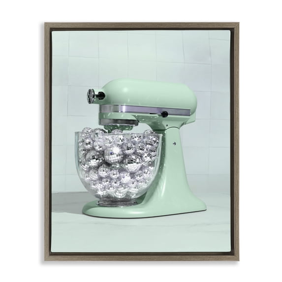 Stupell Industries Contemporary Disco Kitchen Mixer over Green Brown Floating Frame Canvas Art, 25 x 31, by LISH Creative