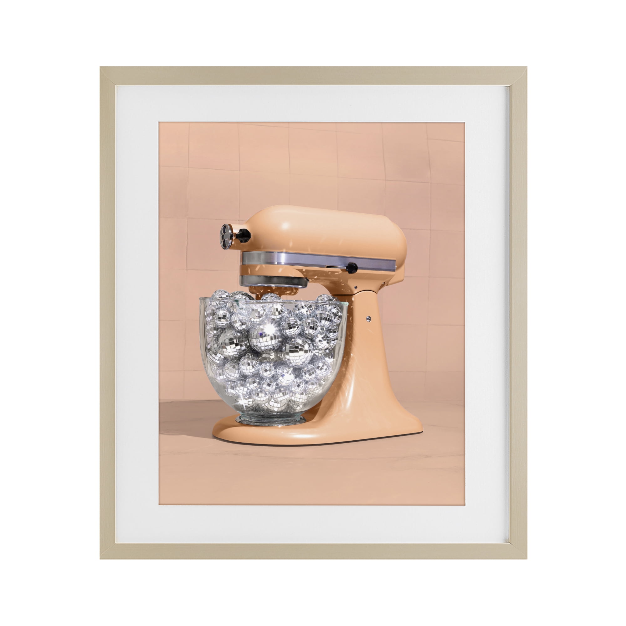 Stupell Industries Disco Kitchen Mixer over Orange Birch Framed Print Under Glass, design by LISH Creative