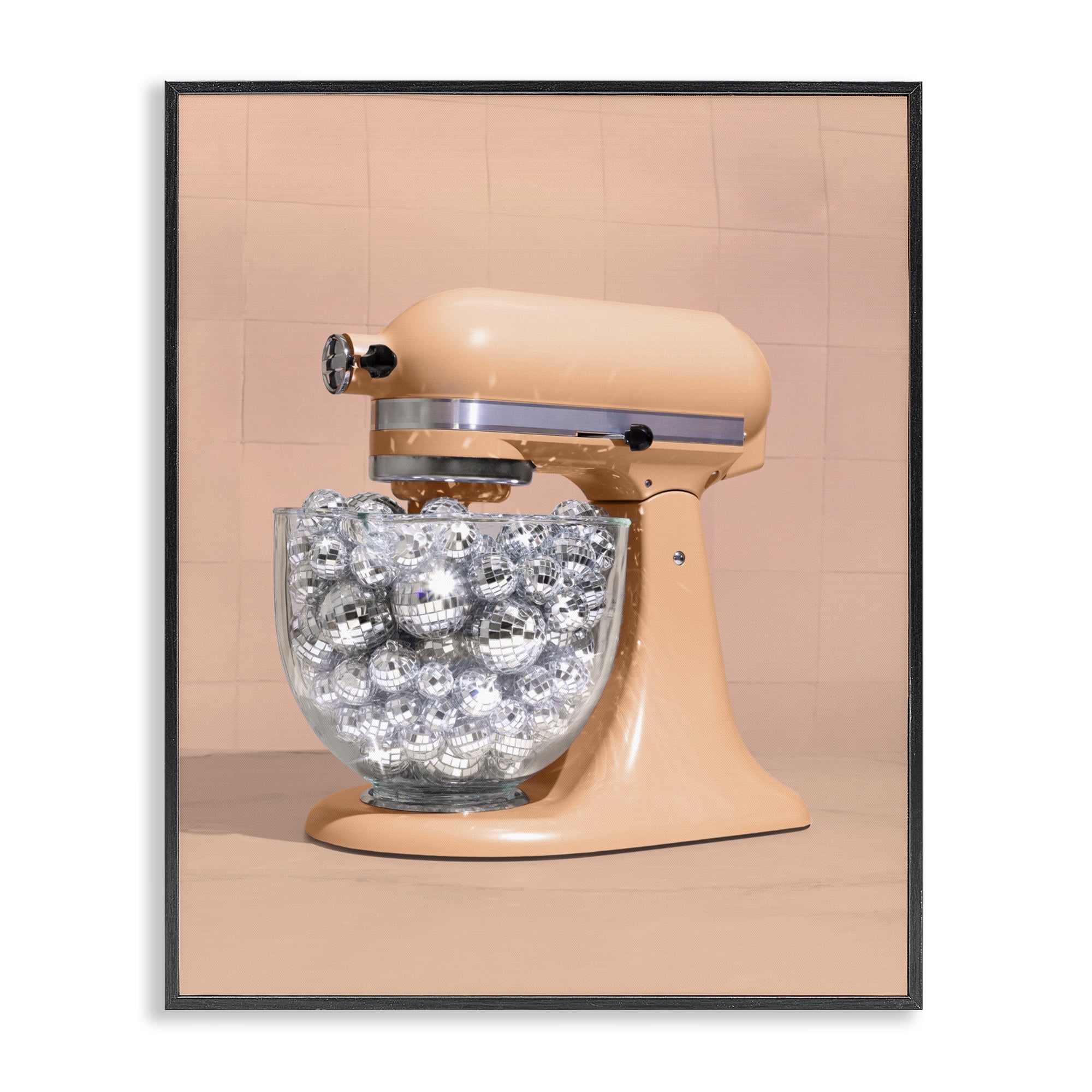 Stupell Industries Disco Kitchen Mixer over Orange Black Framed Giclee Art, design by LISH Creative