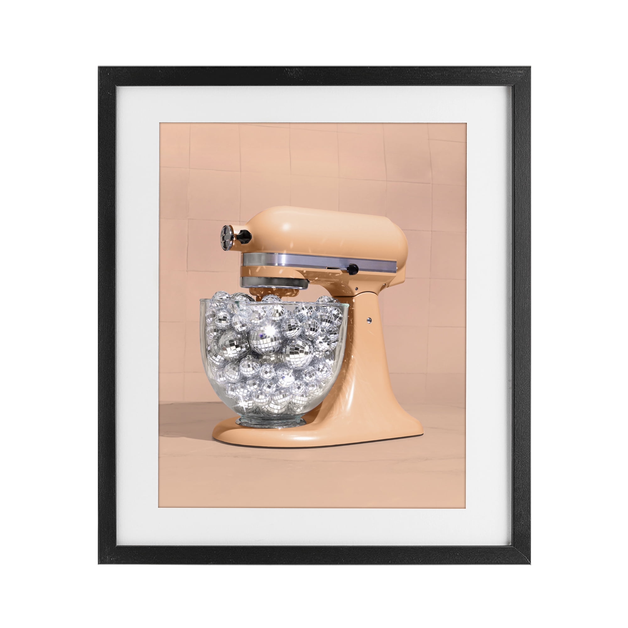 Stupell Industries Disco Kitchen Mixer over Orange Black Framed Print Under Glass, design by LISH Creative