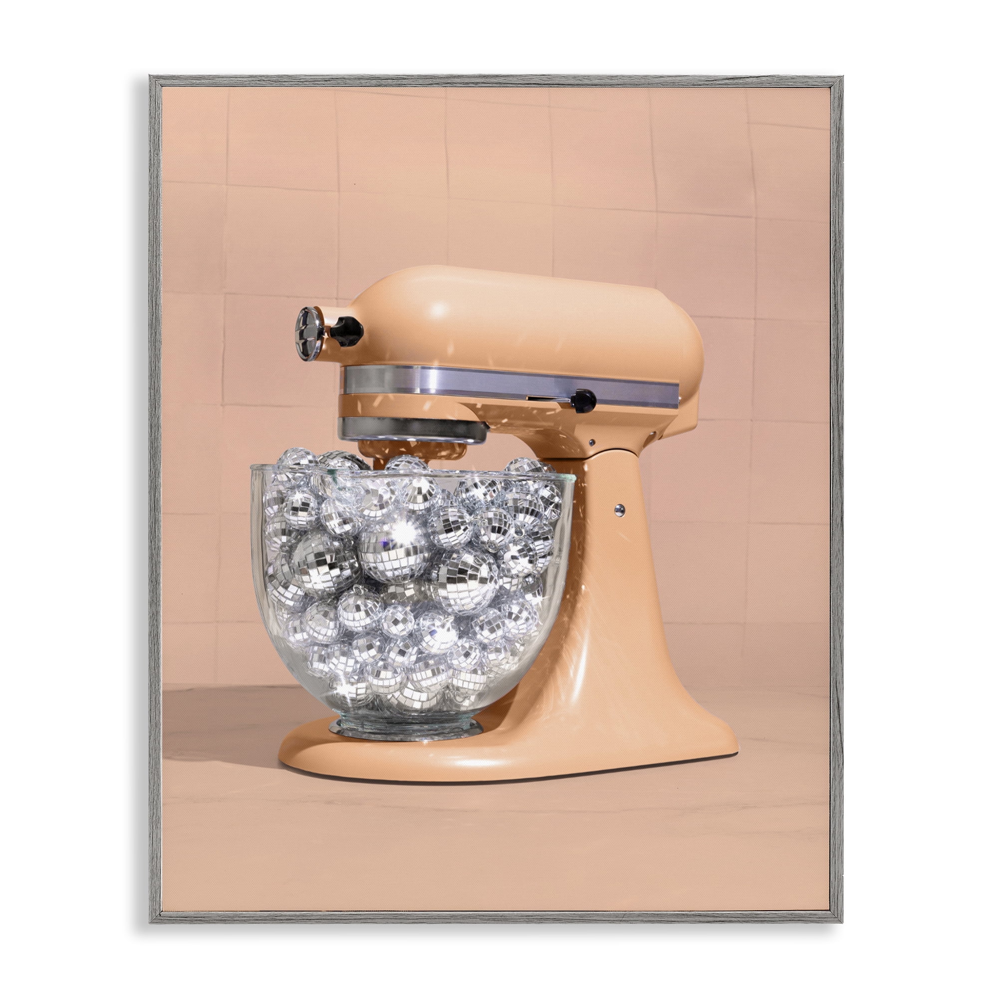 Stupell Industries Disco Kitchen Mixer over Orange Gray Framed Giclee Art, design by LISH Creative