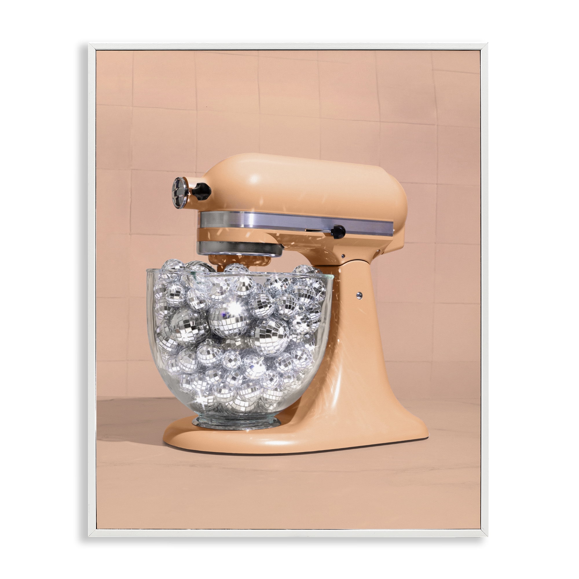 Stupell Industries Disco Kitchen Mixer over Orange White Framed Giclee Art, design by LISH Creative