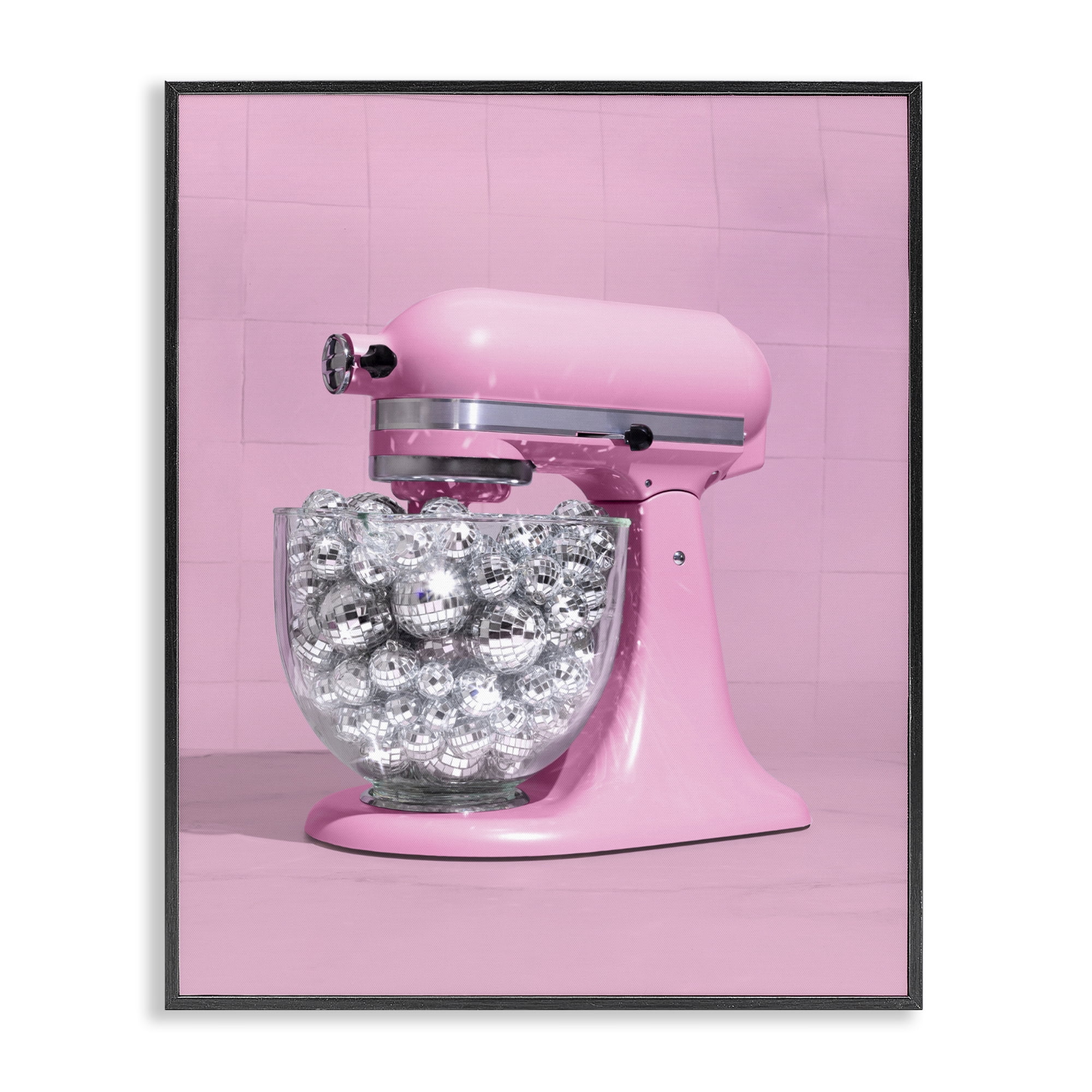 Stupell Industries Disco Kitchen Mixer over Pink Black Framed Giclee Art, design by LISH Creative