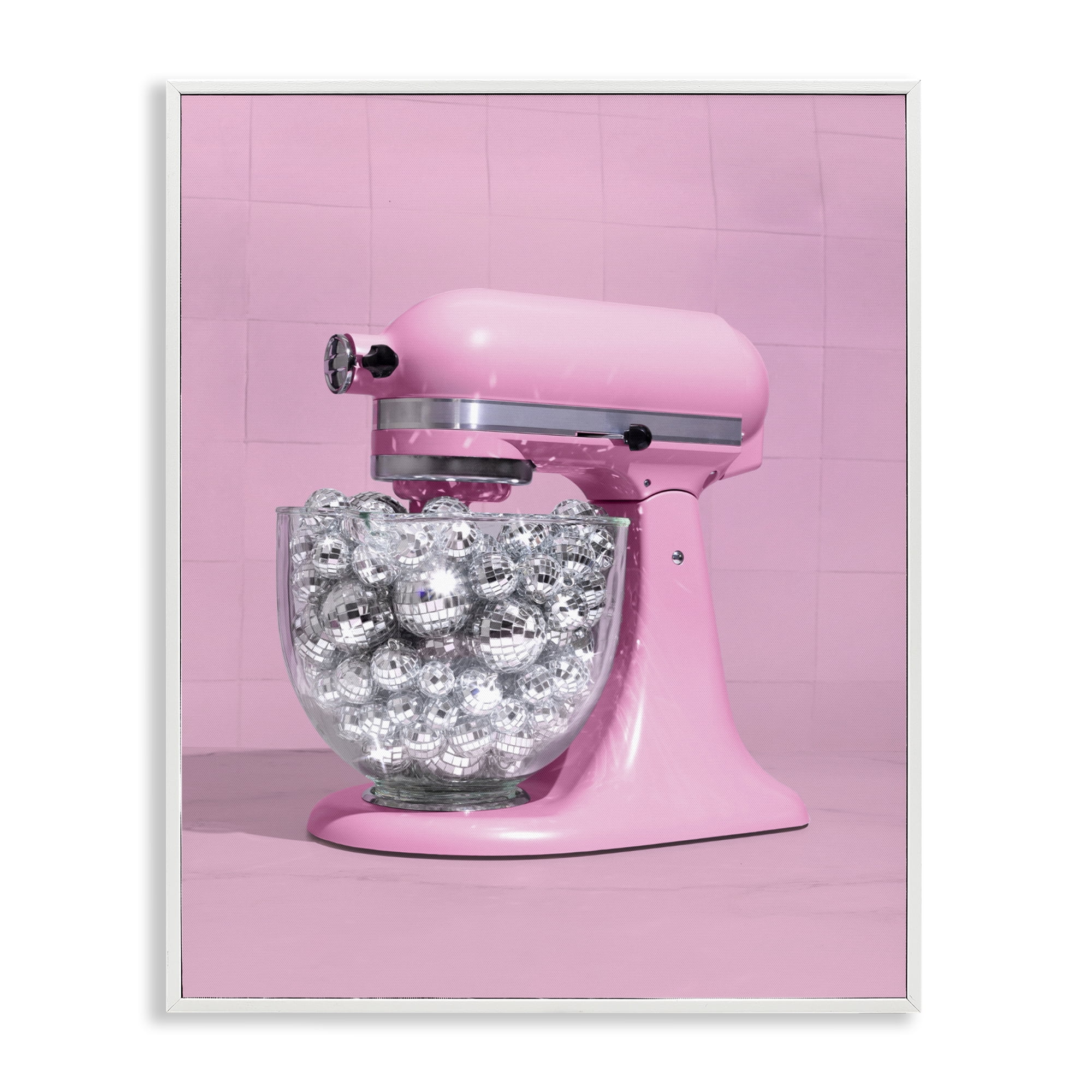 Stupell Industries Disco Kitchen Mixer over Pink White Framed Giclee Art, design by LISH Creative