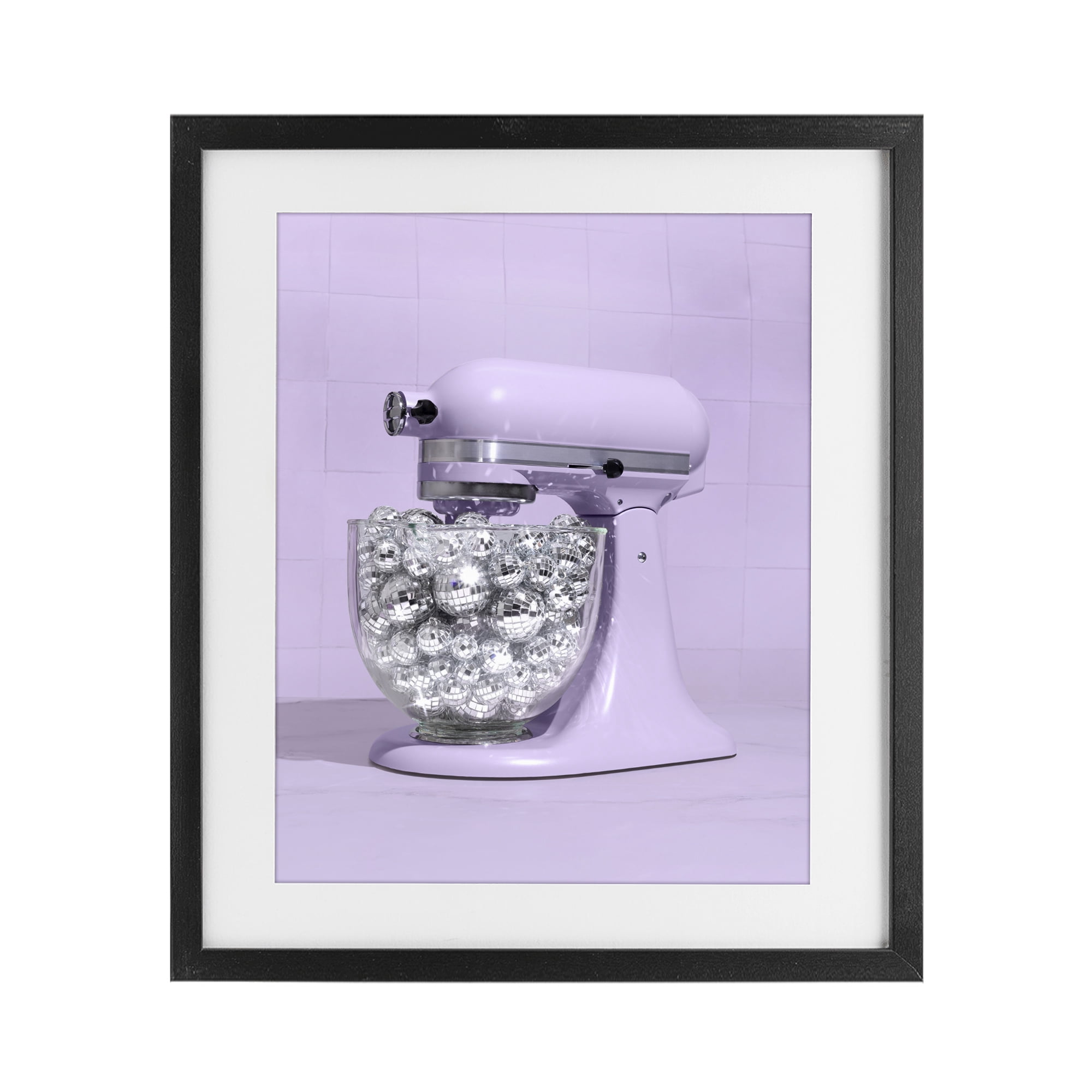 Stupell Industries Disco Kitchen Mixer over Purple Black Framed Print Under Glass, design by LISH Creative