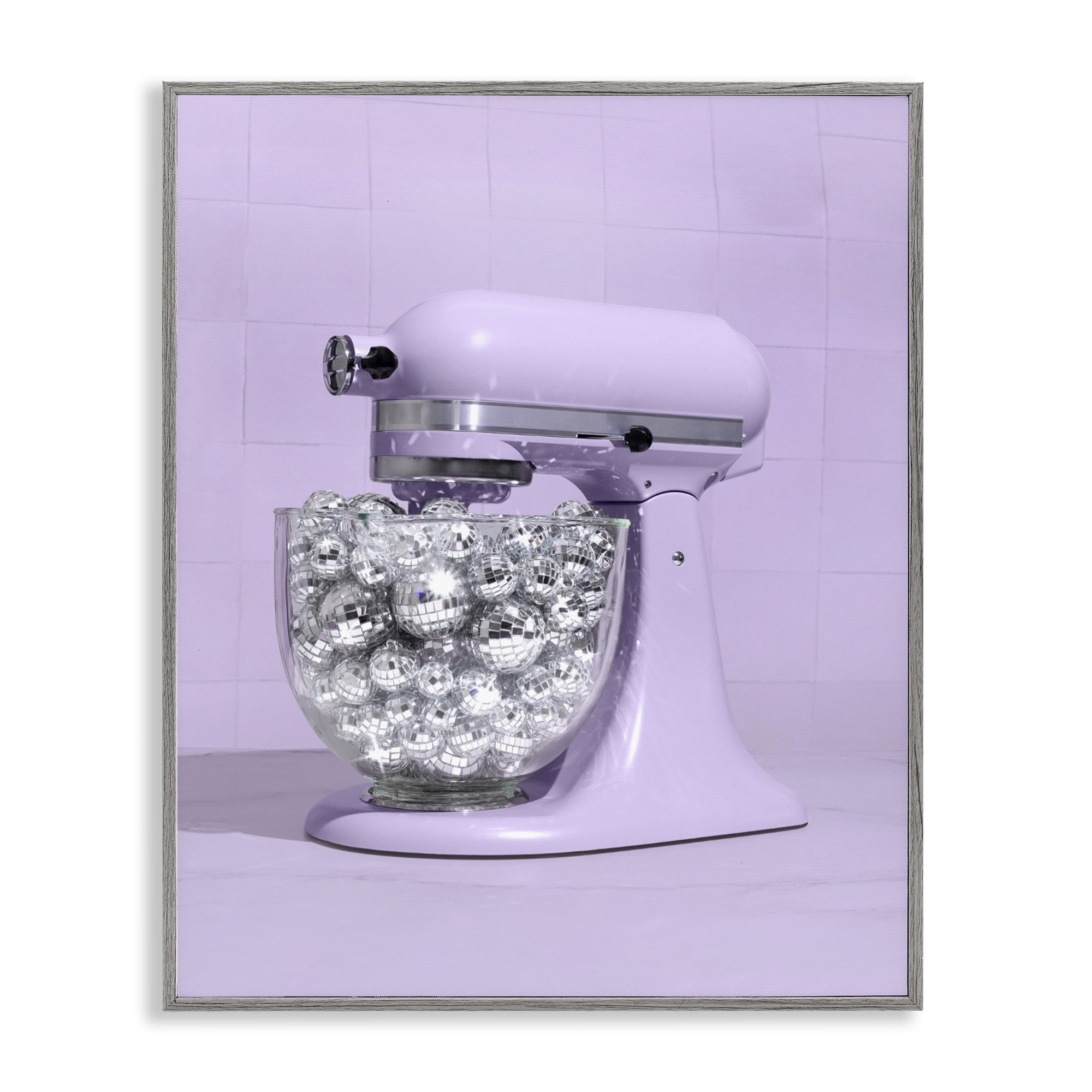 Stupell Industries Disco Kitchen Mixer over Purple Gray Framed Giclee Art, design by LISH Creative