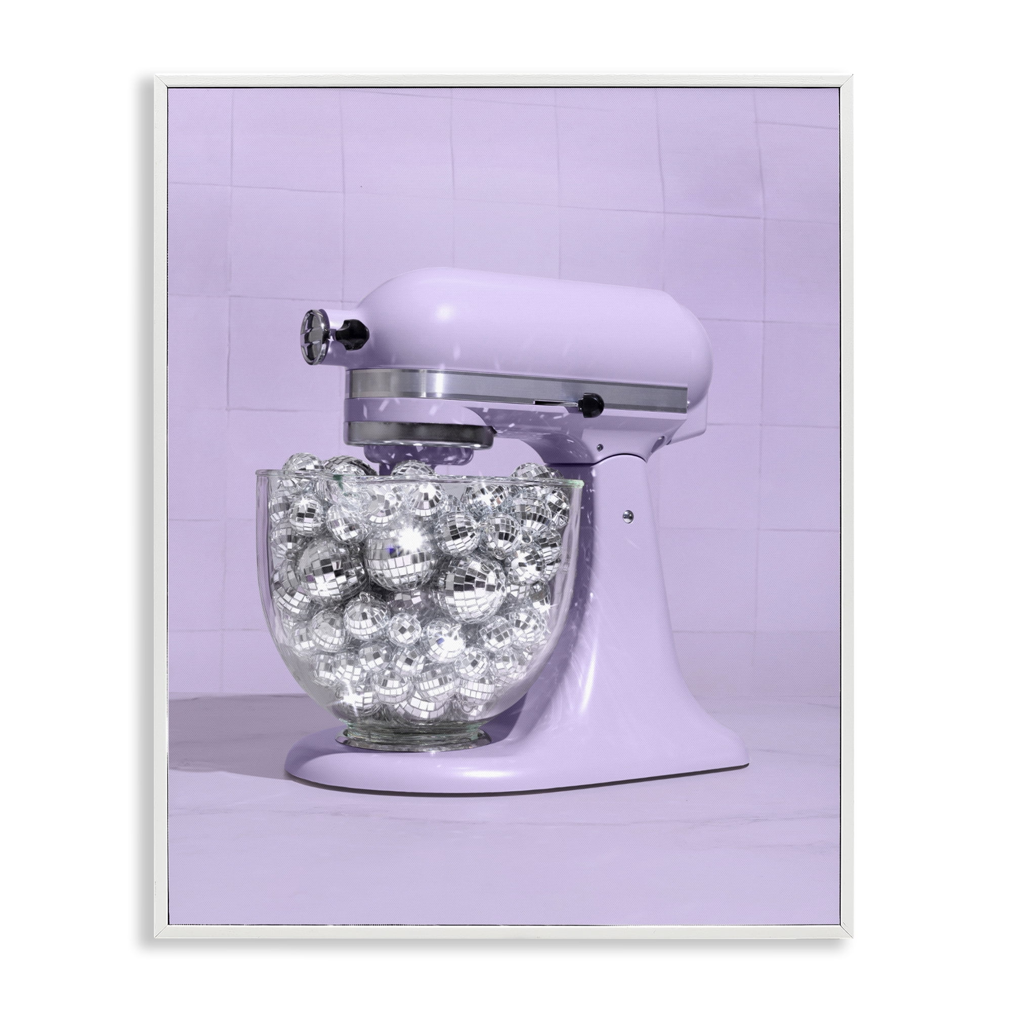 Stupell Industries Disco Kitchen Mixer over Purple White Framed Giclee Art, design by LISH Creative