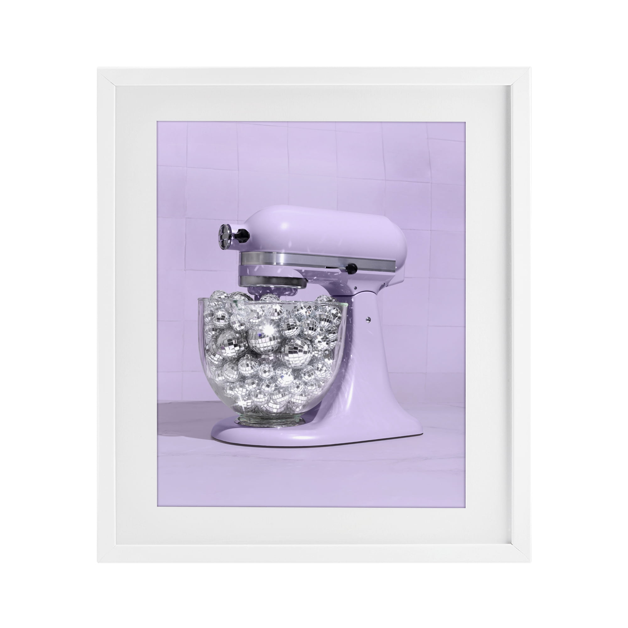 Stupell Industries Disco Kitchen Mixer over Purple White Framed Print Under Glass, design by LISH Creative