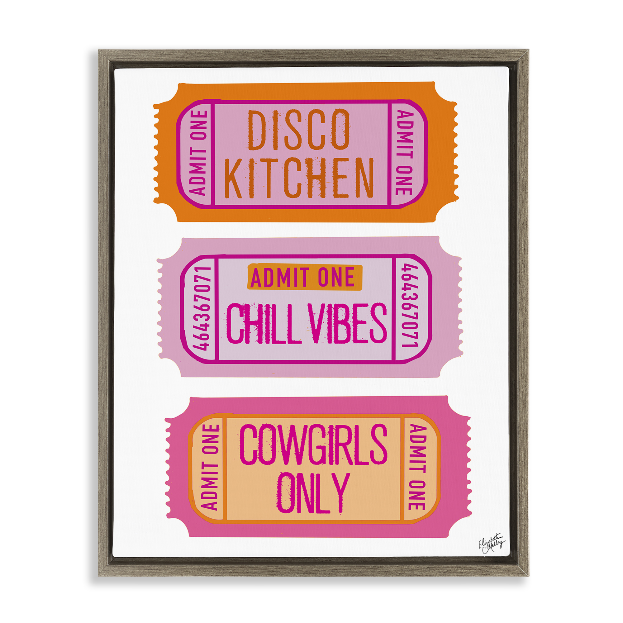 Stupell Industries Disco Kitchen Phrase Tickets Text & Numbers Painting Brown Floater Framed Canvas Art Print Wall Art, 25 x 31